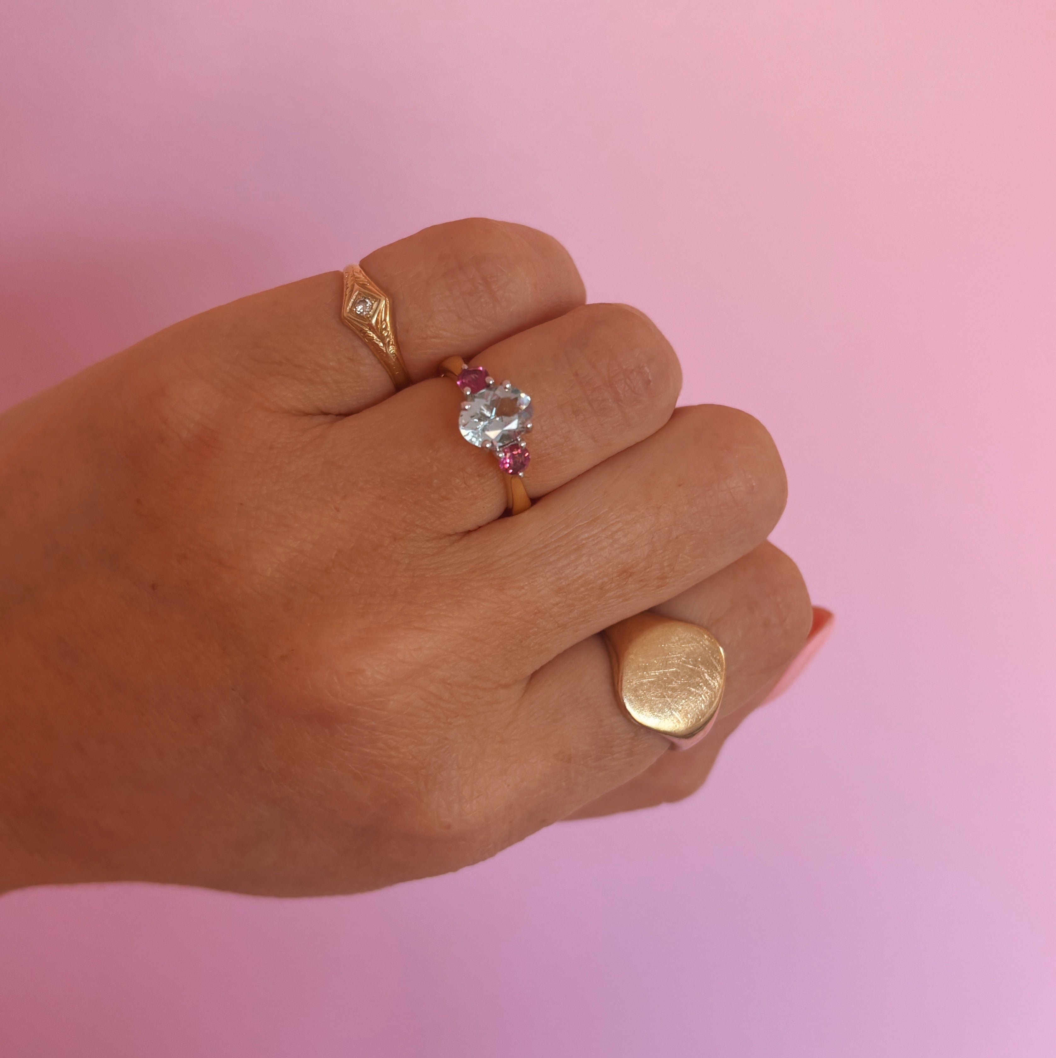 18ct gold aquamarine ring with various birthstone options (made to order)