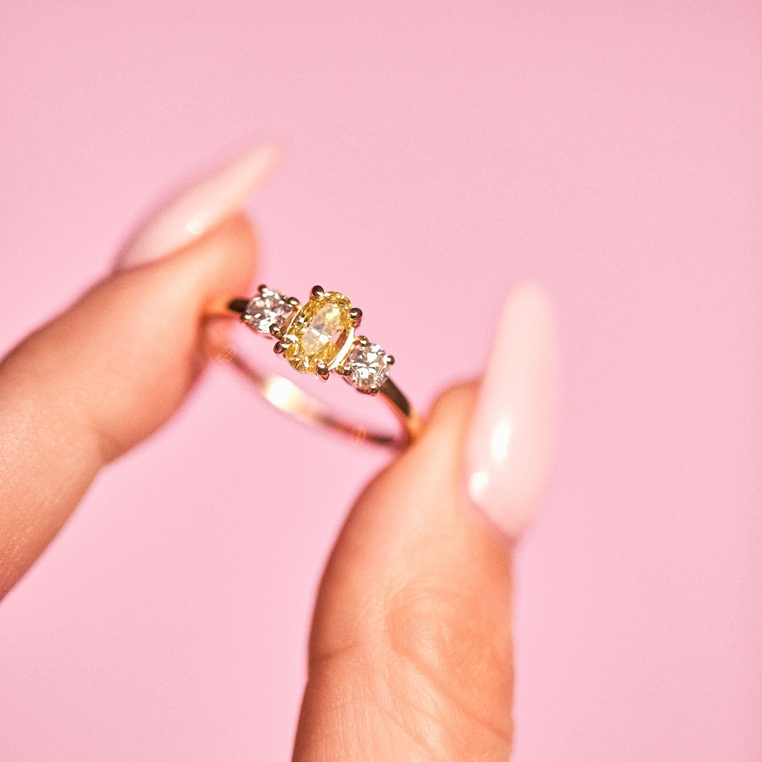 18ct gold 0.91ct yellow diamond three stone ring (made to order)