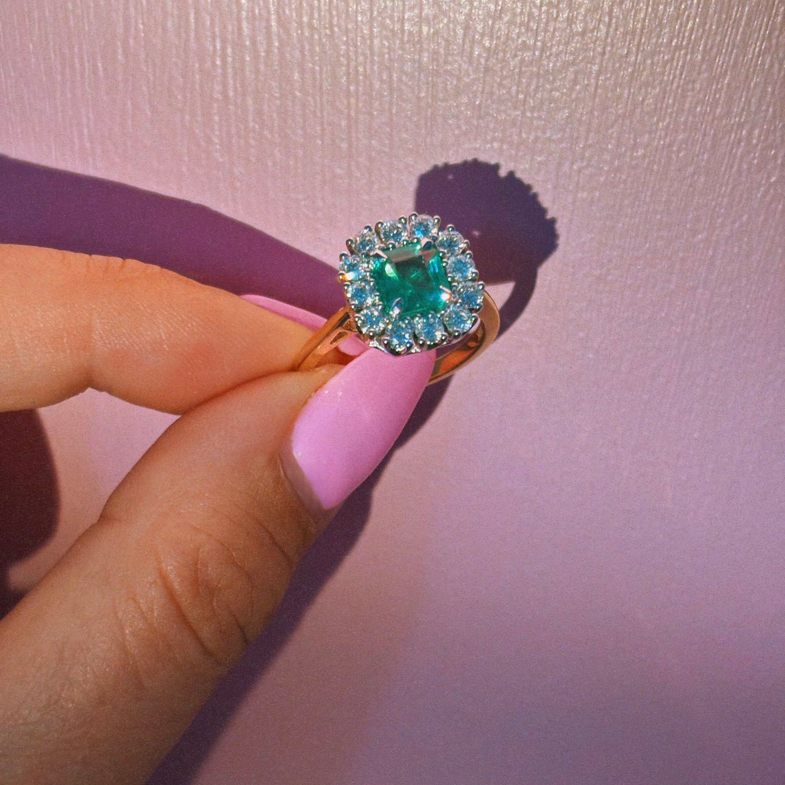 18ct gold emerald and diamond cluster ring (made to order)