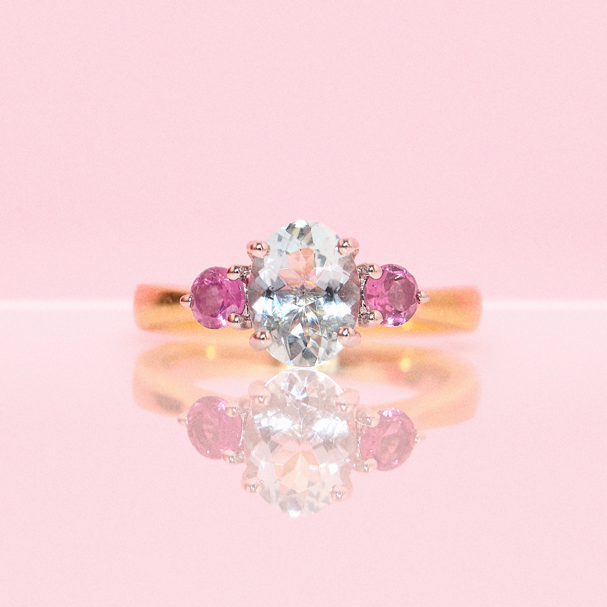 18ct gold aquamarine ring with various birthstone options (made to order)