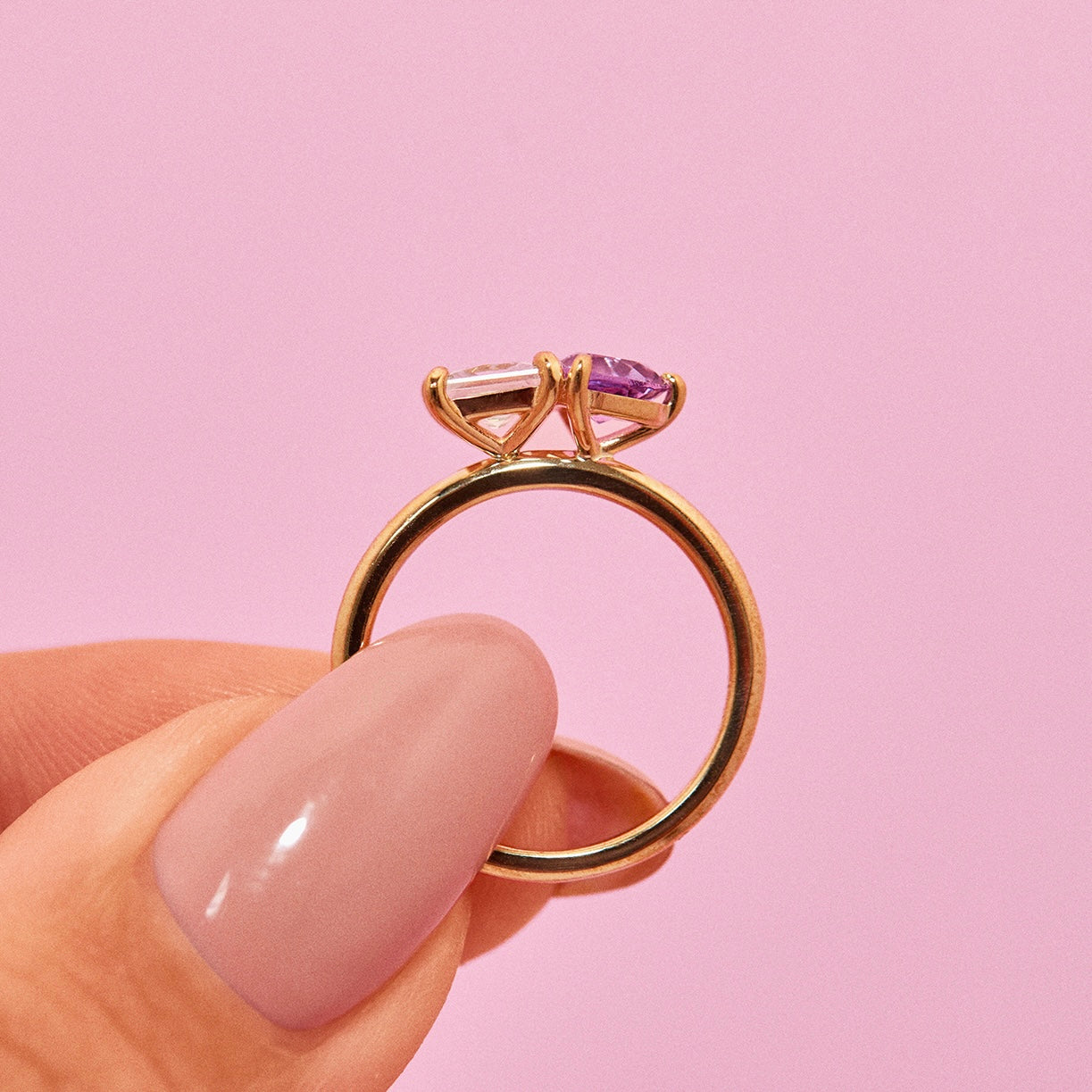 9ct gold ‘toi et moi’ amethyst and white sapphire ring (made to order)