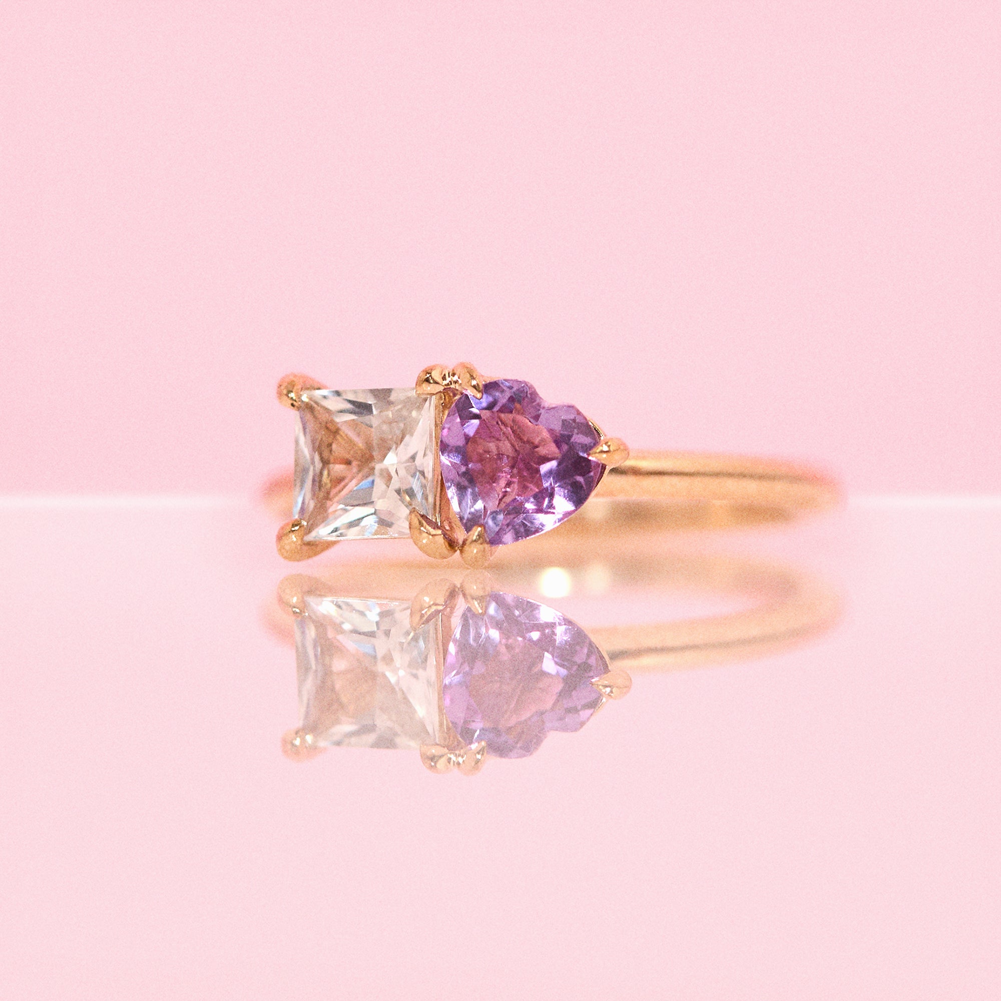 9ct gold ‘toi et moi’ amethyst and white sapphire ring (made to order)