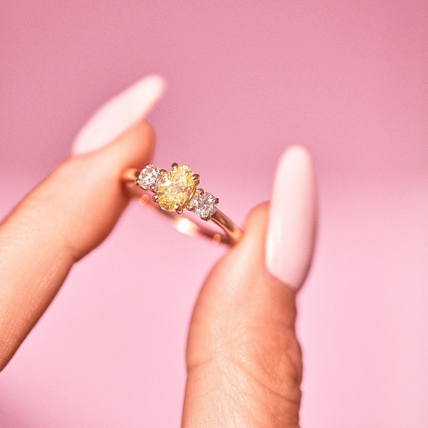 18ct gold 0.91ct yellow diamond three stone ring (made to order)