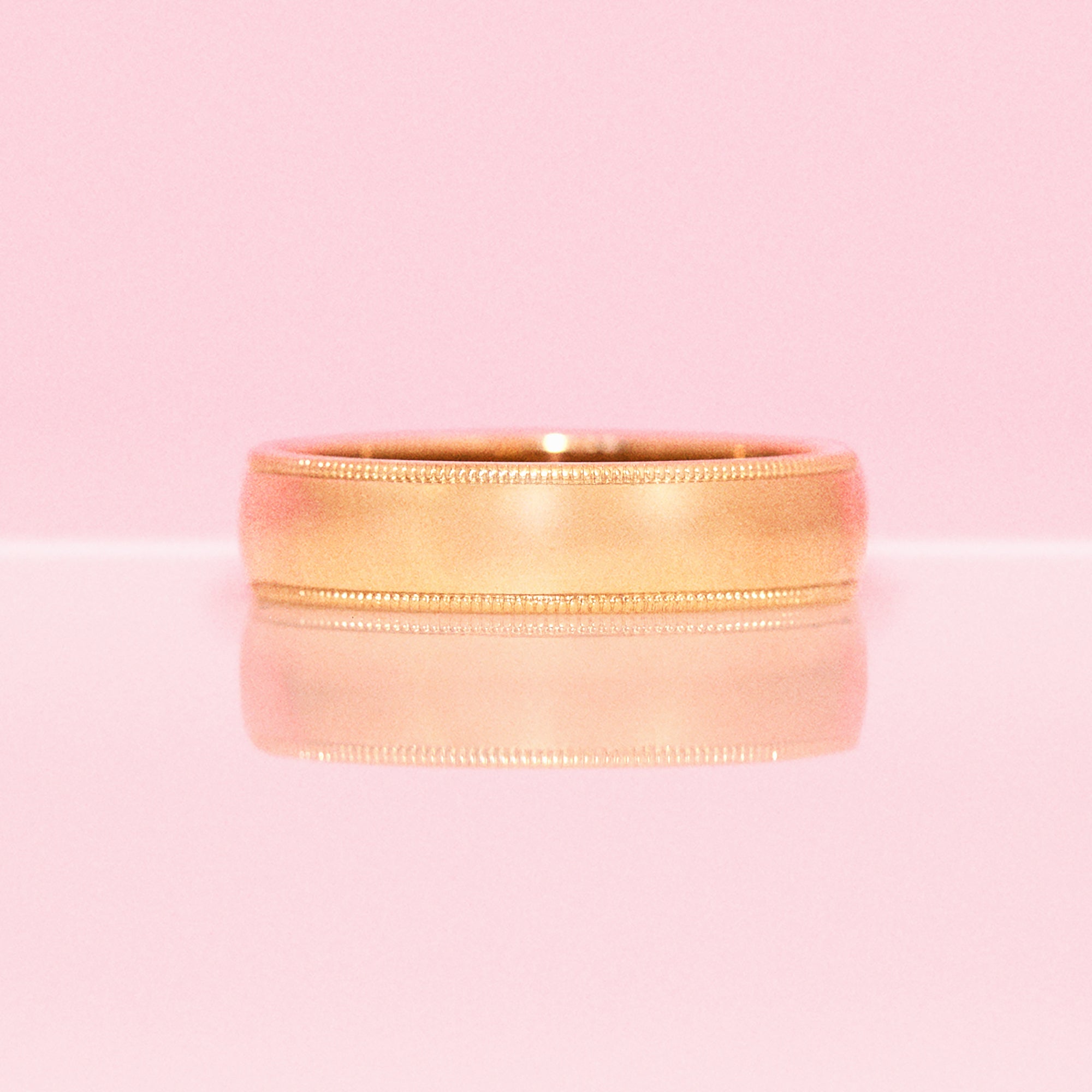 9ct gold mens beaded edge ring