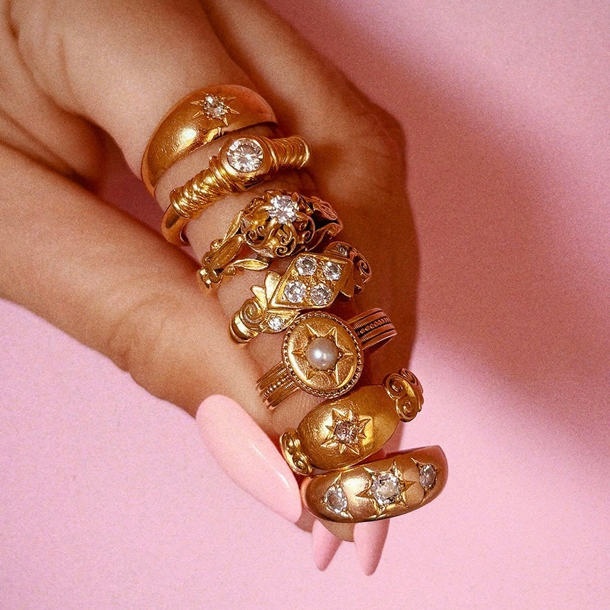 18ct gold diamond starburst gypsy ring from 1910