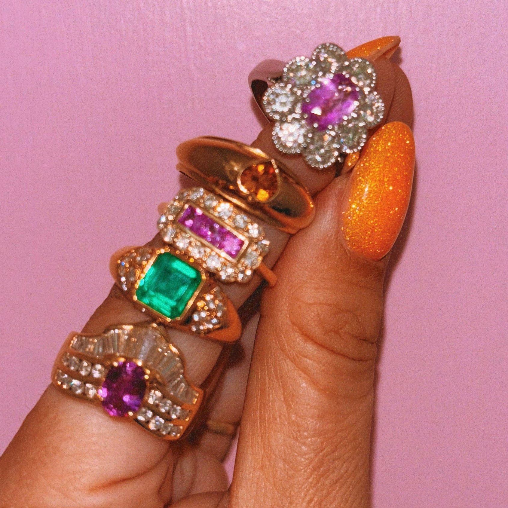 18ct gold emerald and diamond ring