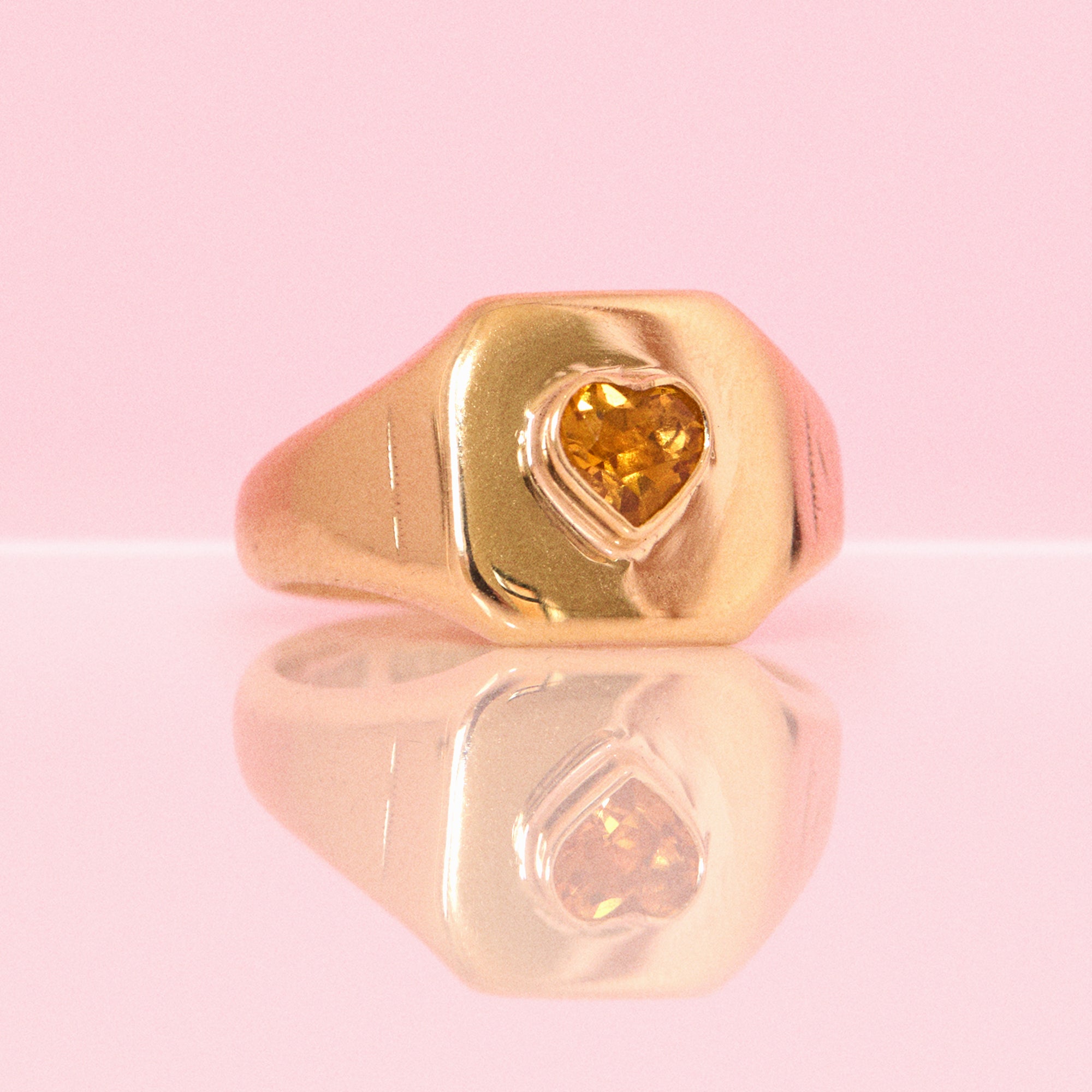 9ct gold heart shaped citrine signet ring (made to order)