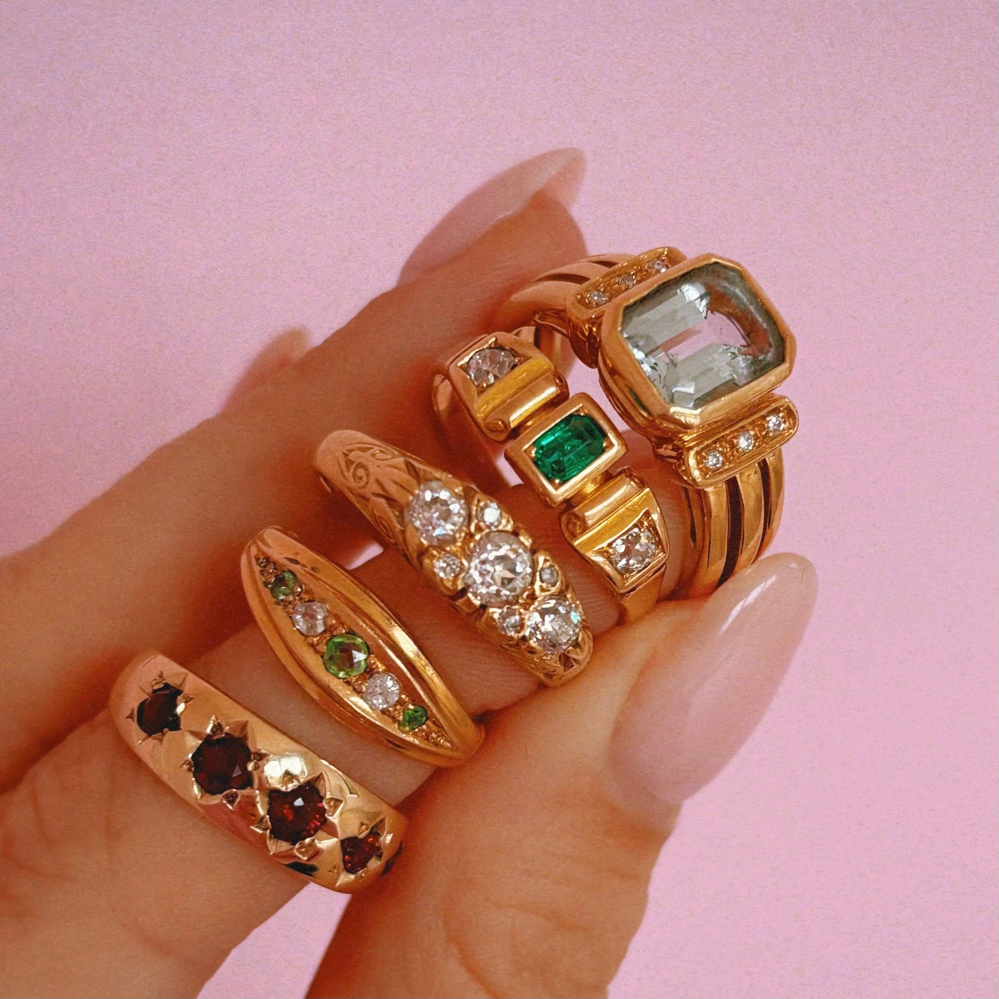 18ct gold emerald and diamond ring
