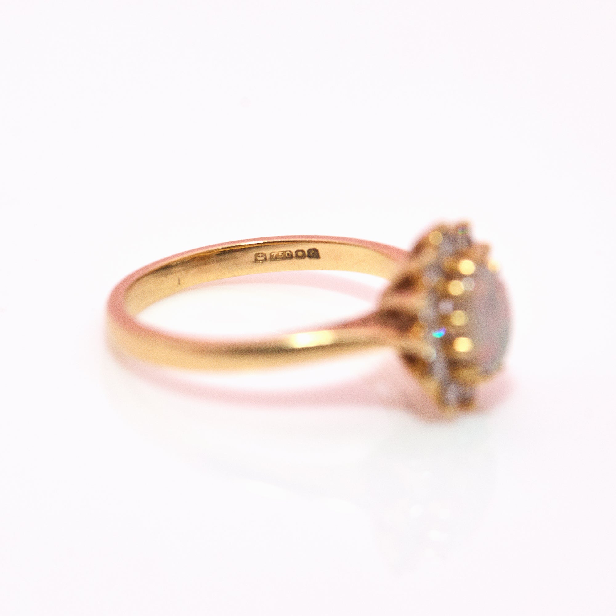 18ct gold opal and diamond cluster ring