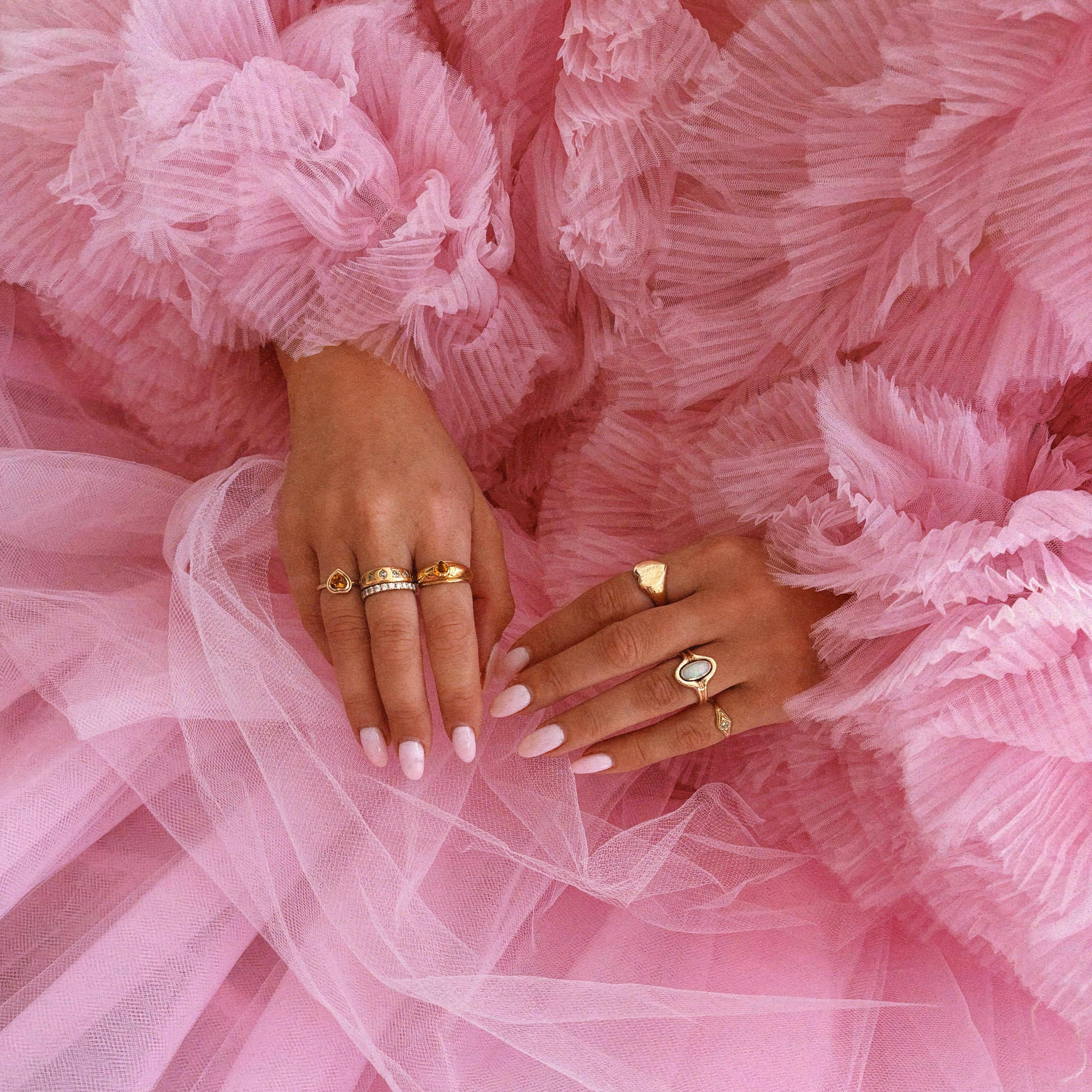 9ct gold bezel set opal chunky ring
