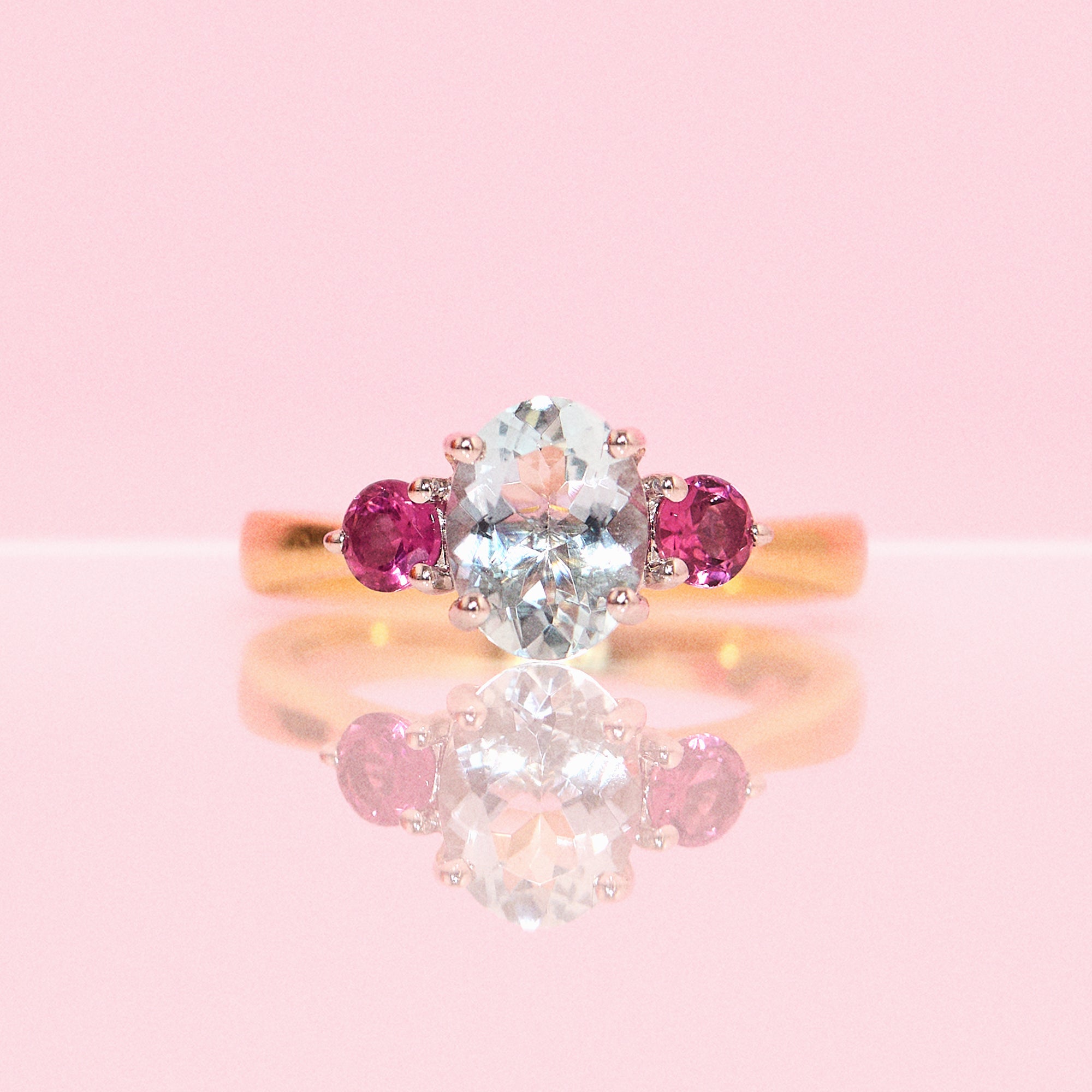 18ct gold aquamarine ring with various birthstone options (made to order)