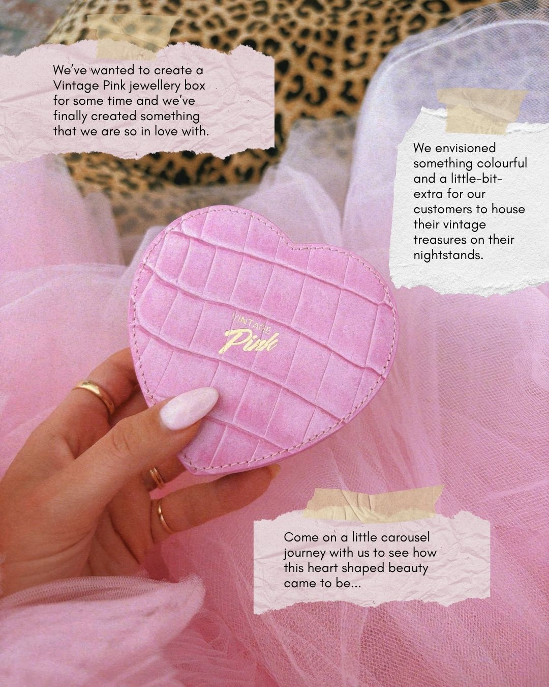 Heart-shaped pink faux croc and red velvet jewellery box (pre-order for Christmas)