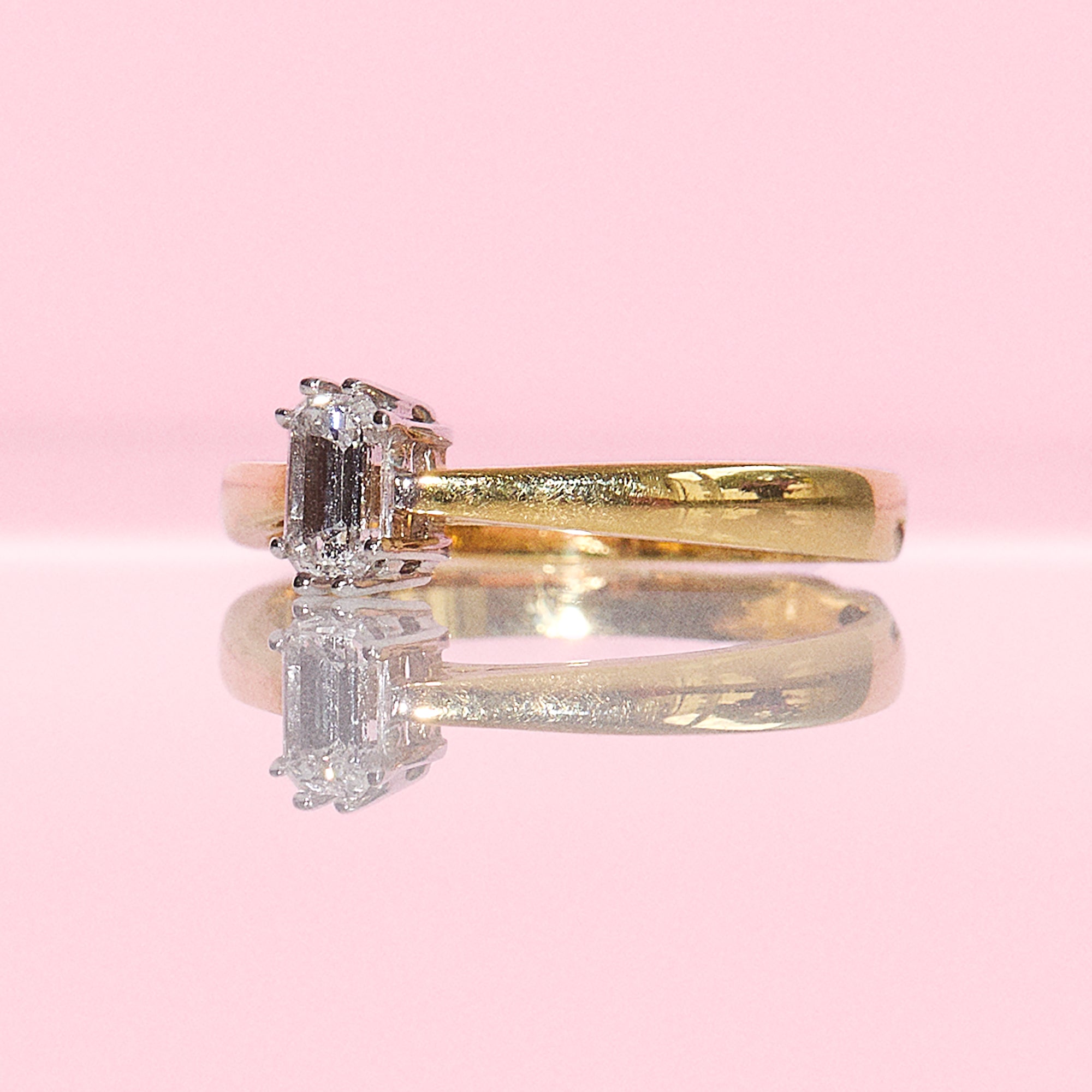 18ct gold emerald cut 0.48ct diamond solitaire ring