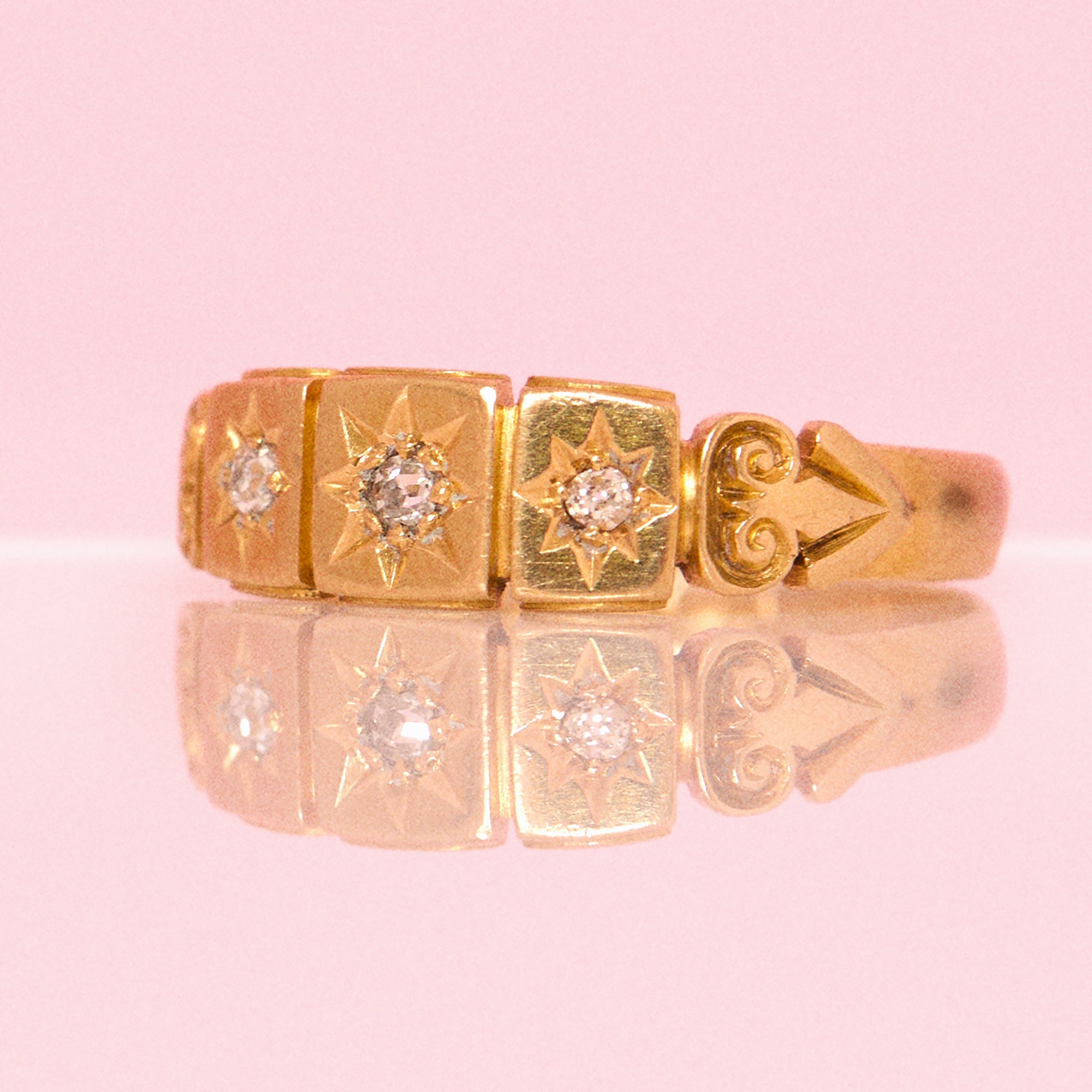 18ct gold Victorian diamond starburst gypsy ring from 1898