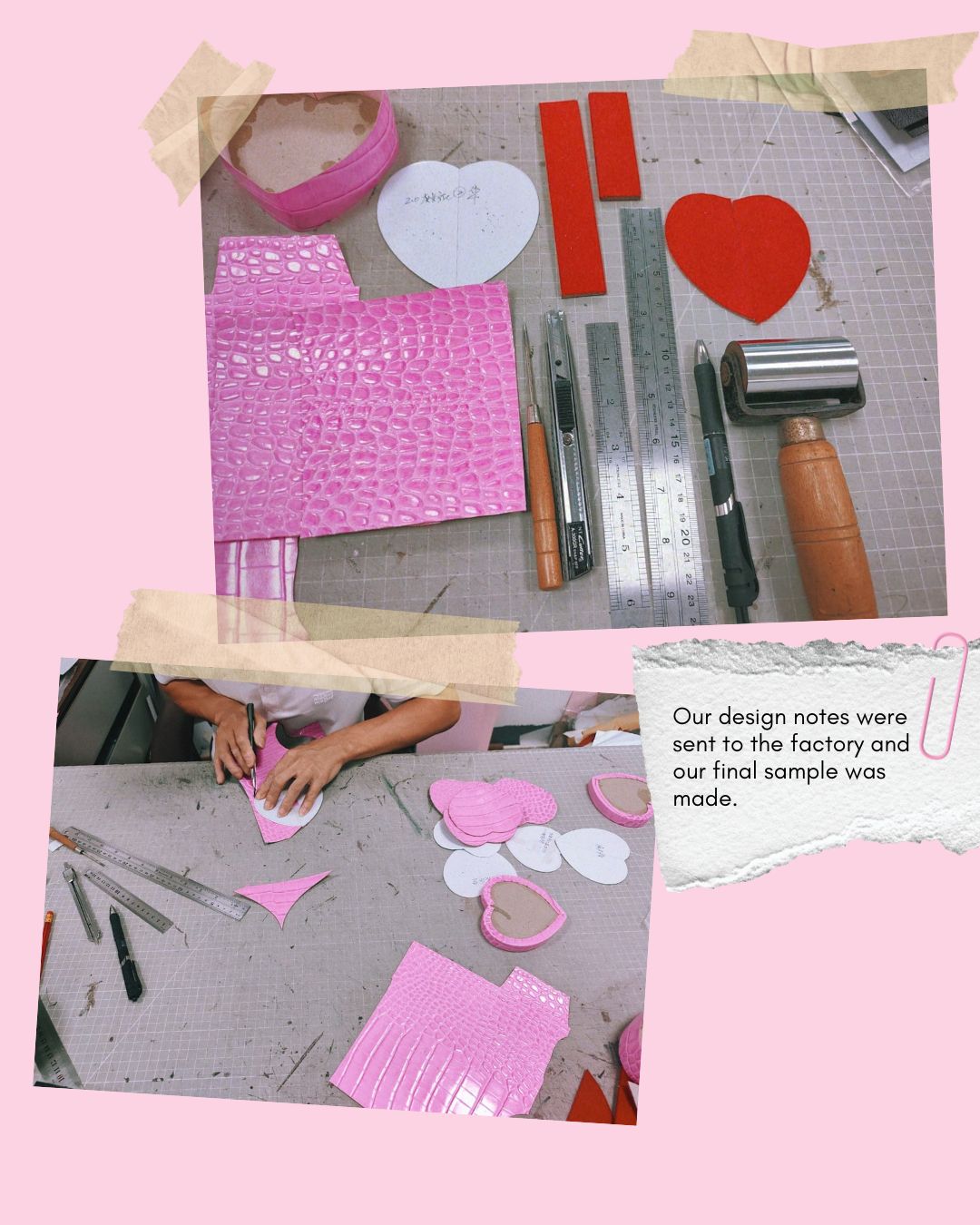 Heart-shaped pink faux croc and red velvet jewellery box (pre-order for Christmas)