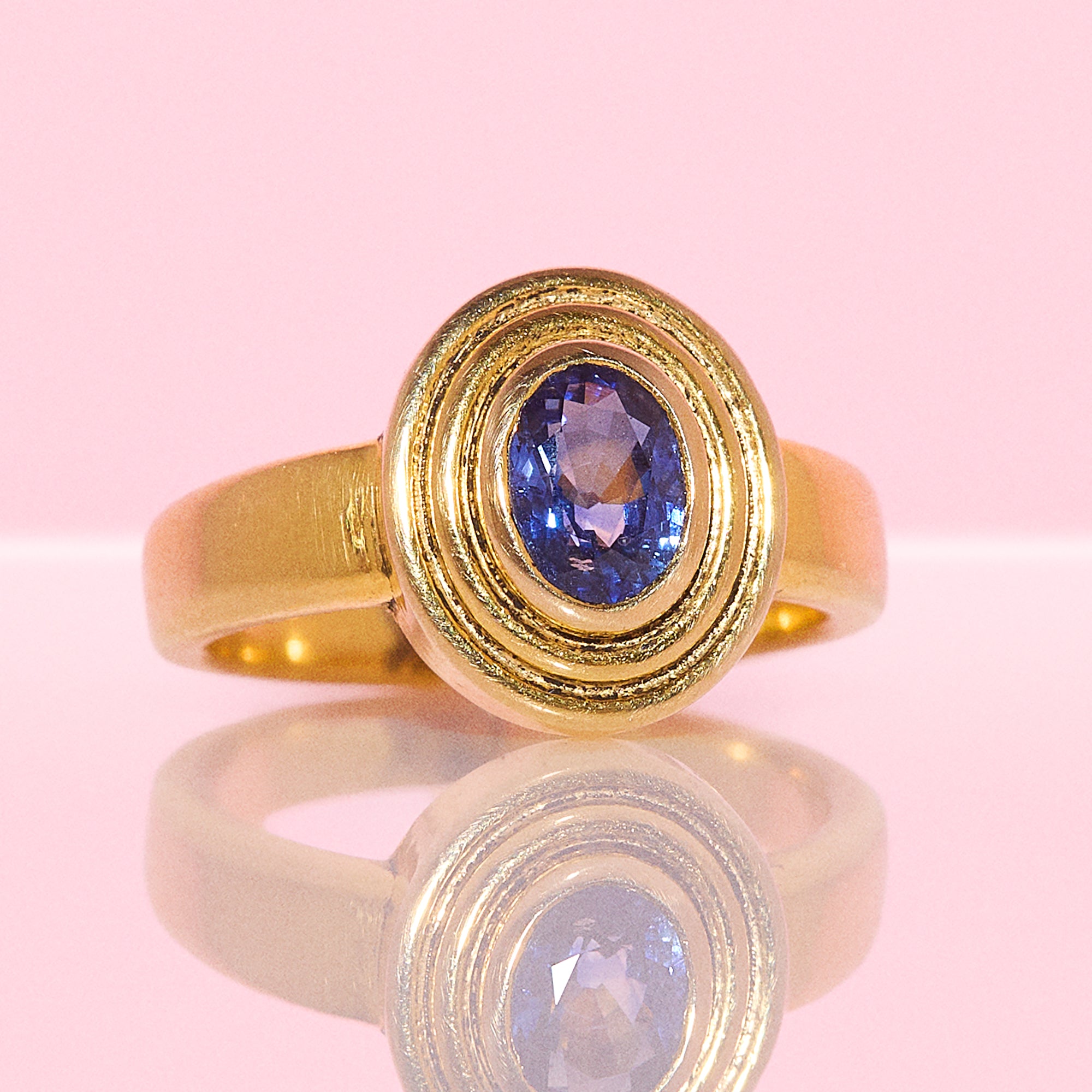 14ct gold sapphire bezel set ring