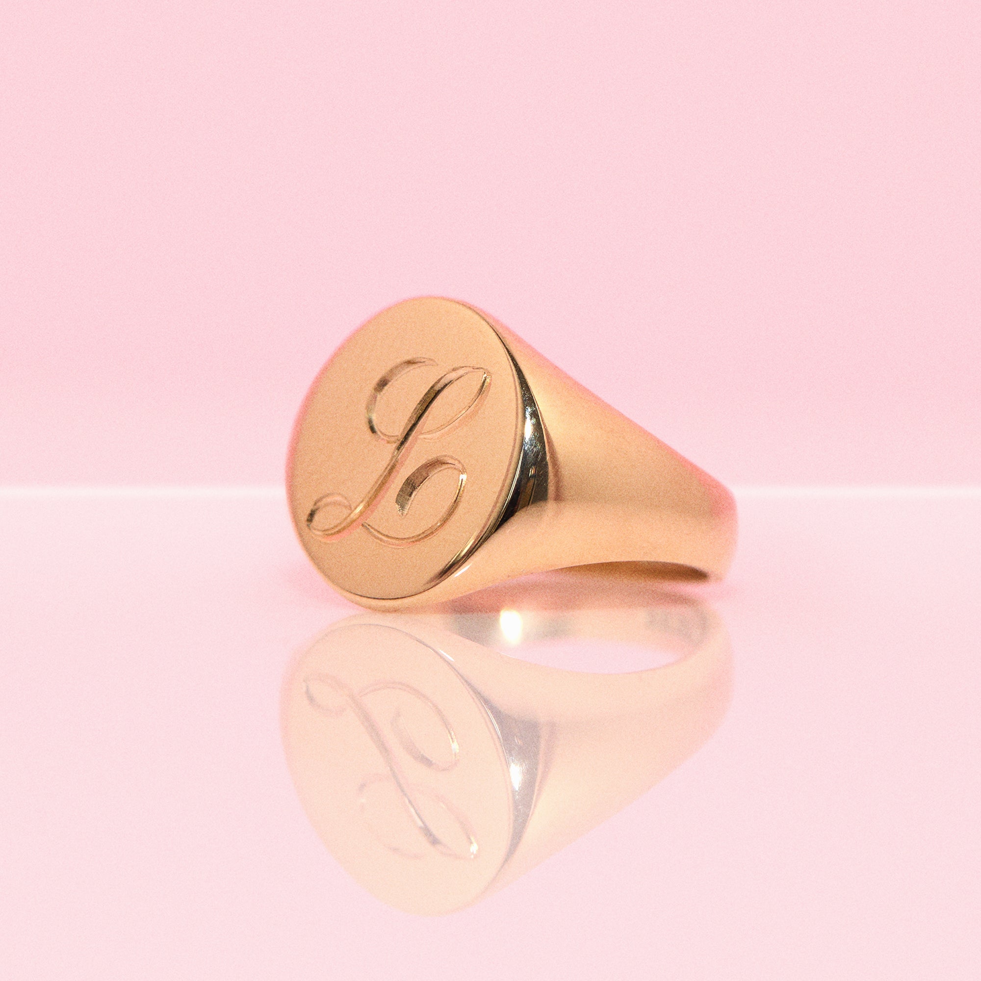 9ct gold oval signet ring with letter engraving (made to order)