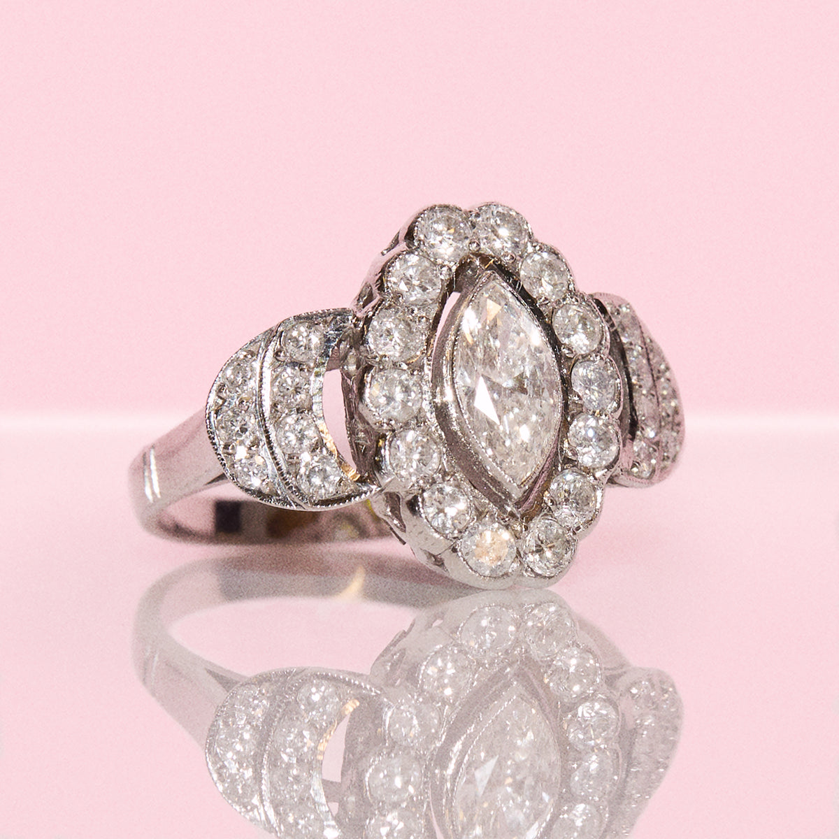 Vintage 18ct white gold 1.60ct diamond ring