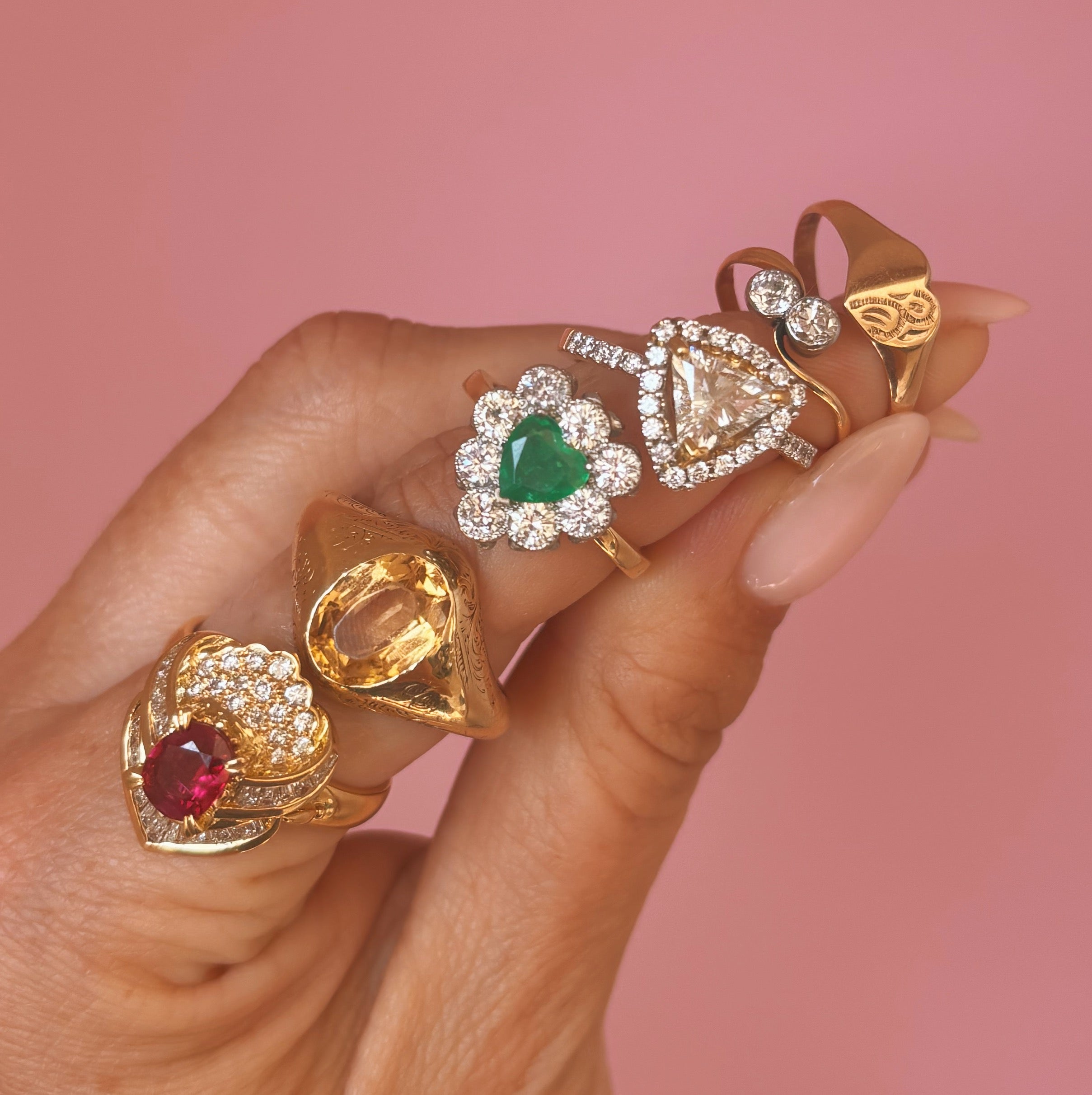 18ct gold ruby and diamond cluster ring