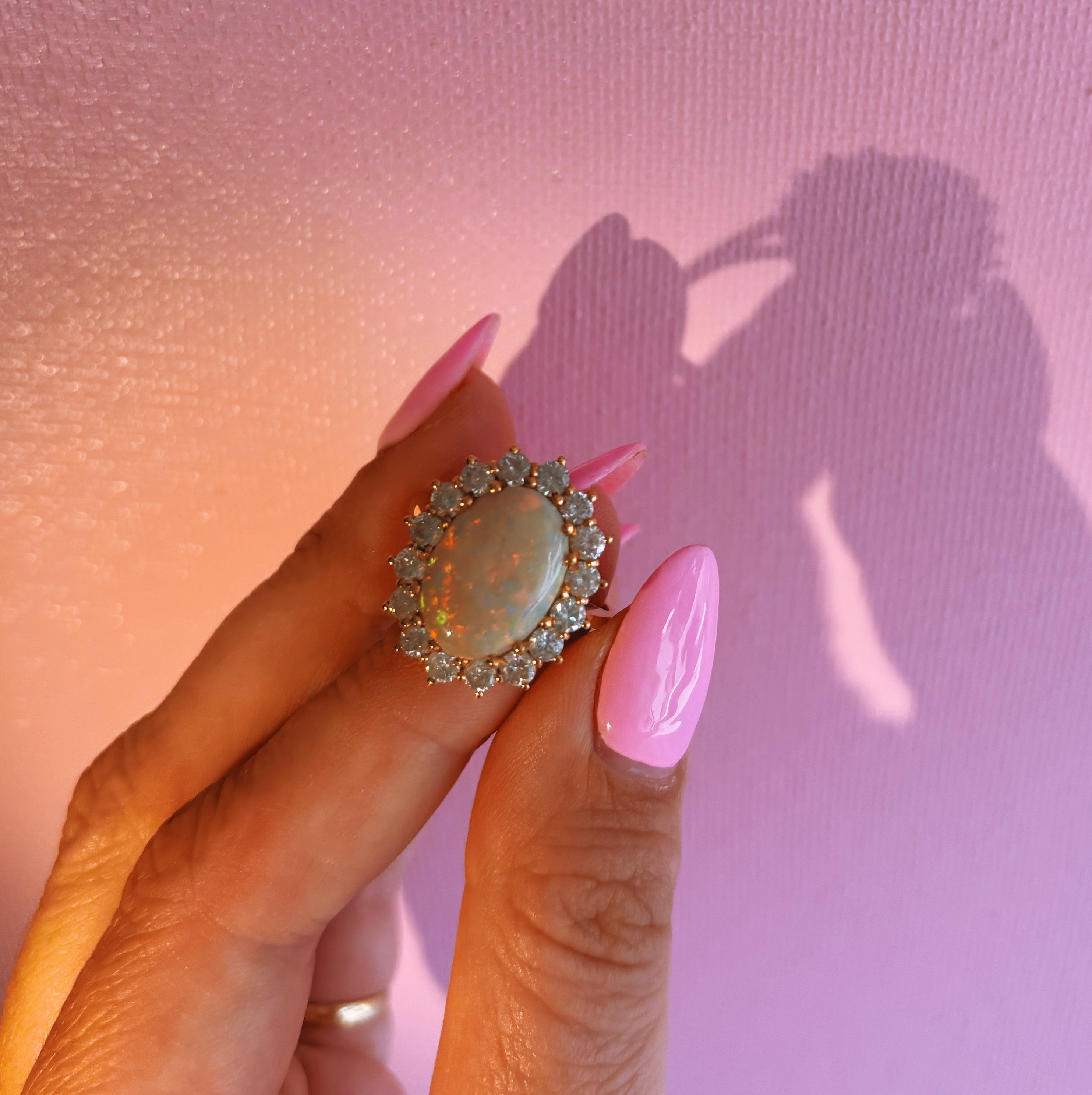 18ct gold opal and diamond cluster ring