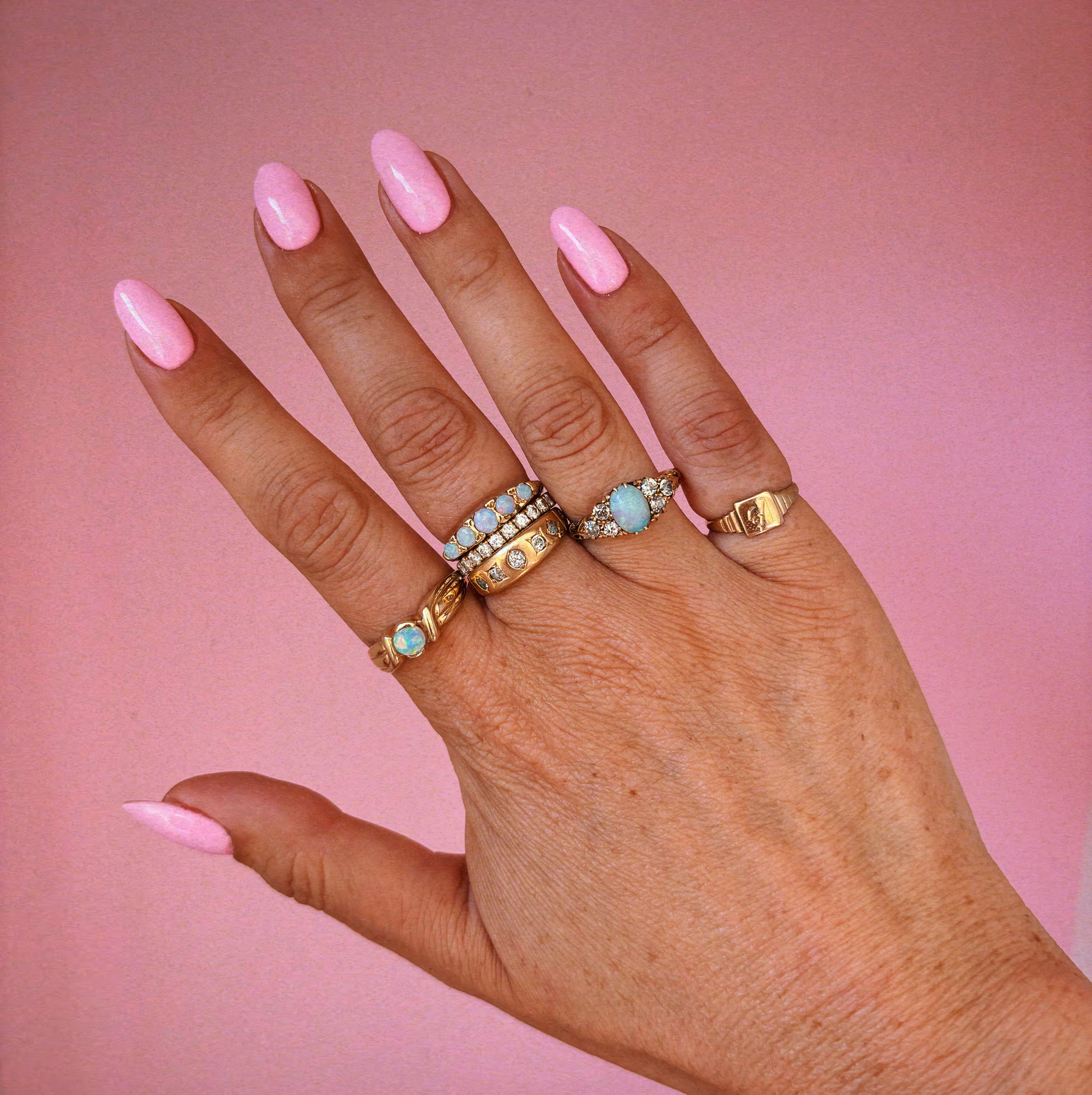 18ct gold opal and diamond Edwardian eye ring