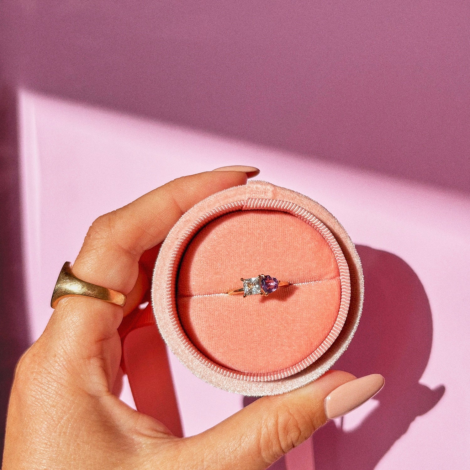 9ct gold ‘toi et moi’ amethyst and white sapphire ring (made to order)