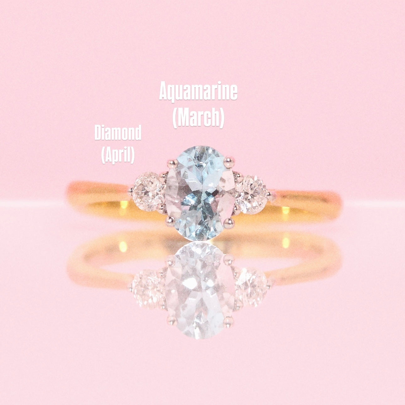 18ct gold aquamarine ring with various birthstone options (made to order)