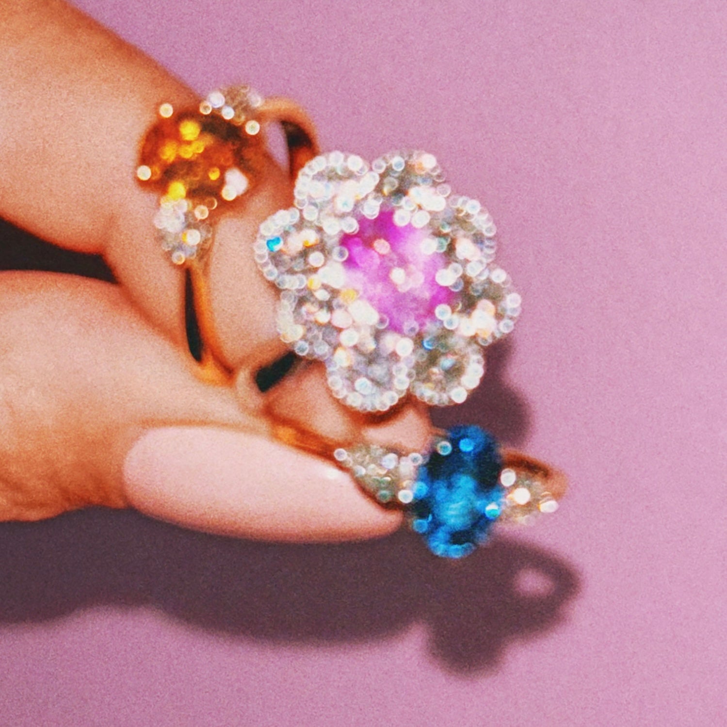 18ct white gold 1.84ct pink sapphire and diamond cluster ring