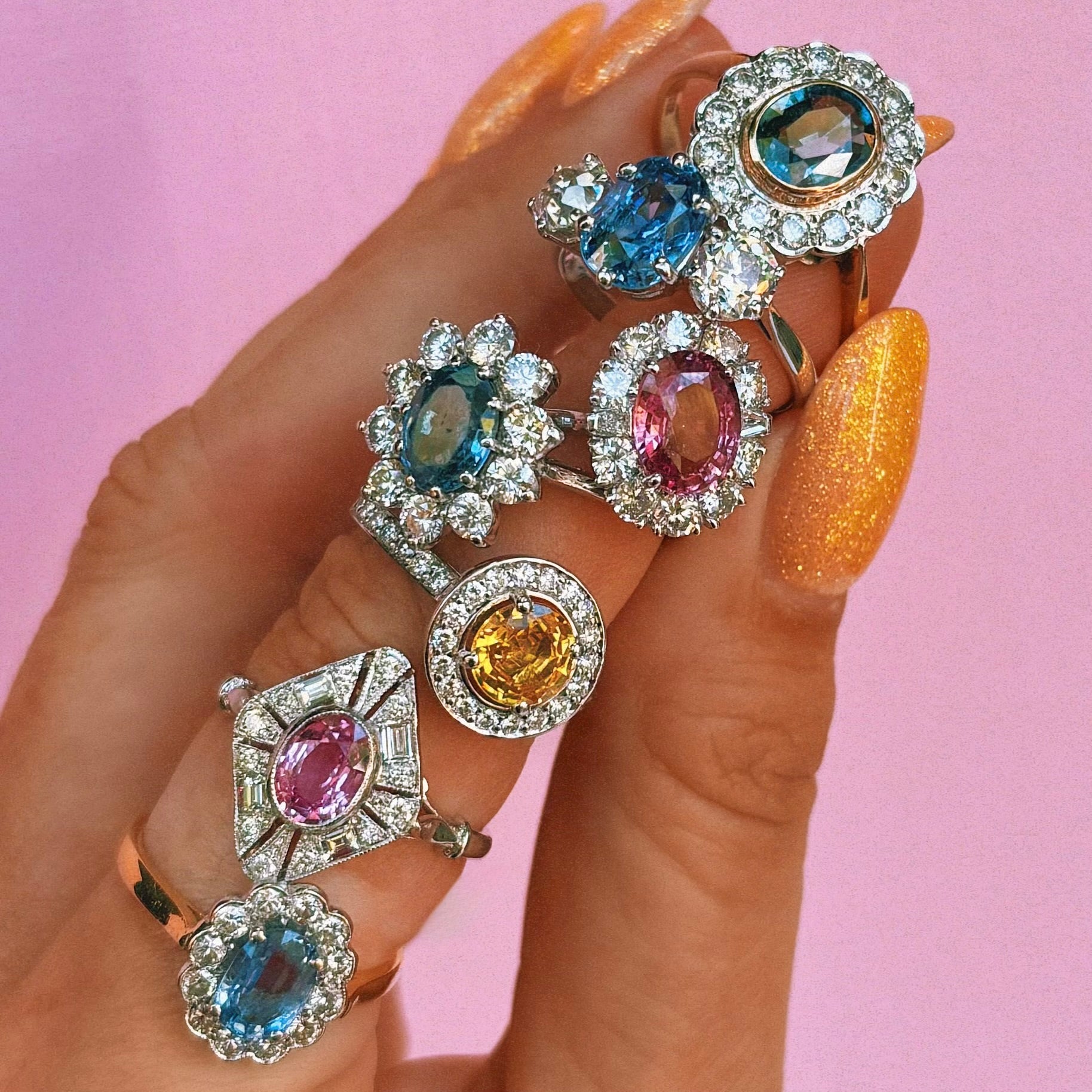 18ct gold sapphire and diamond flower ring
