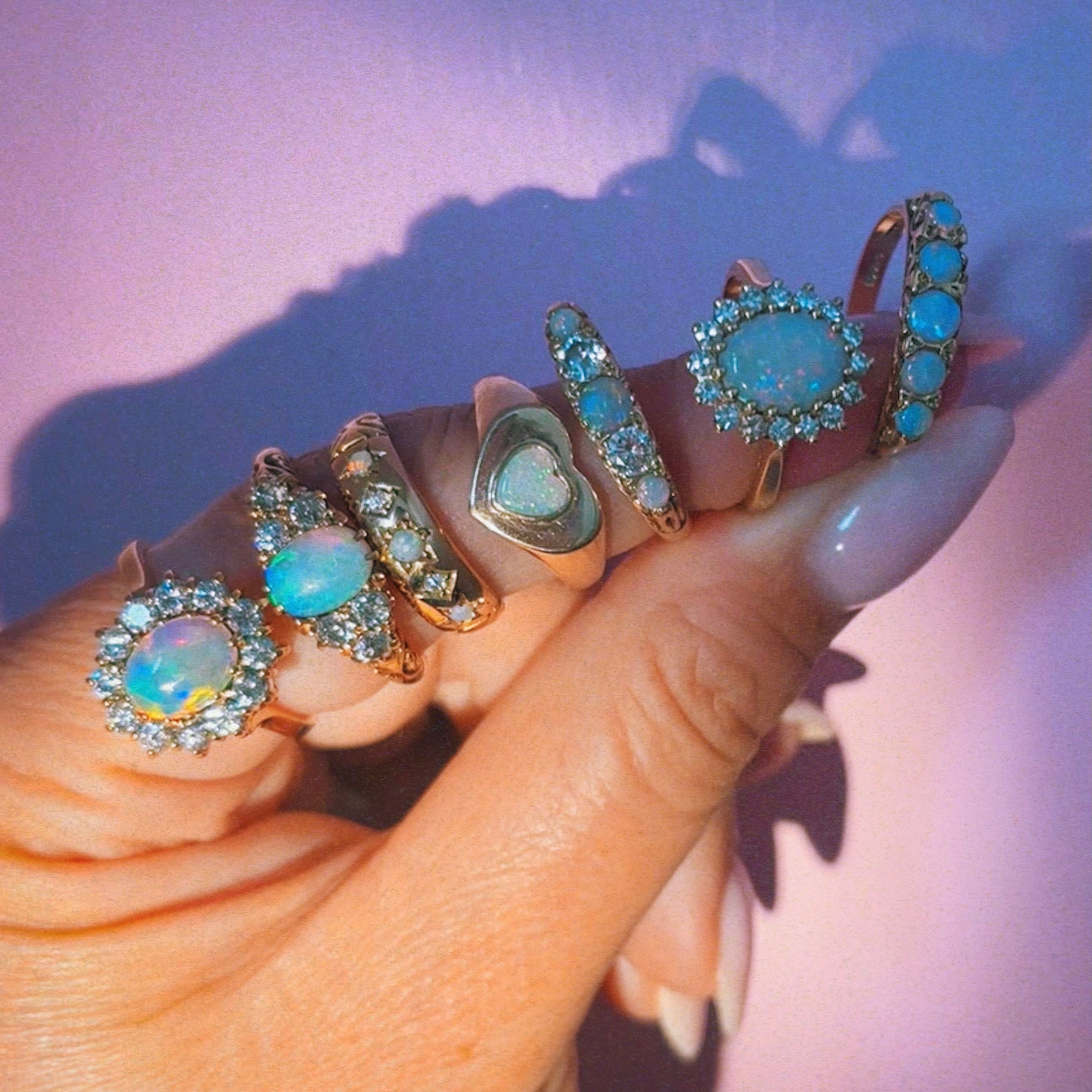 18ct gold opal and diamond Edwardian eye ring