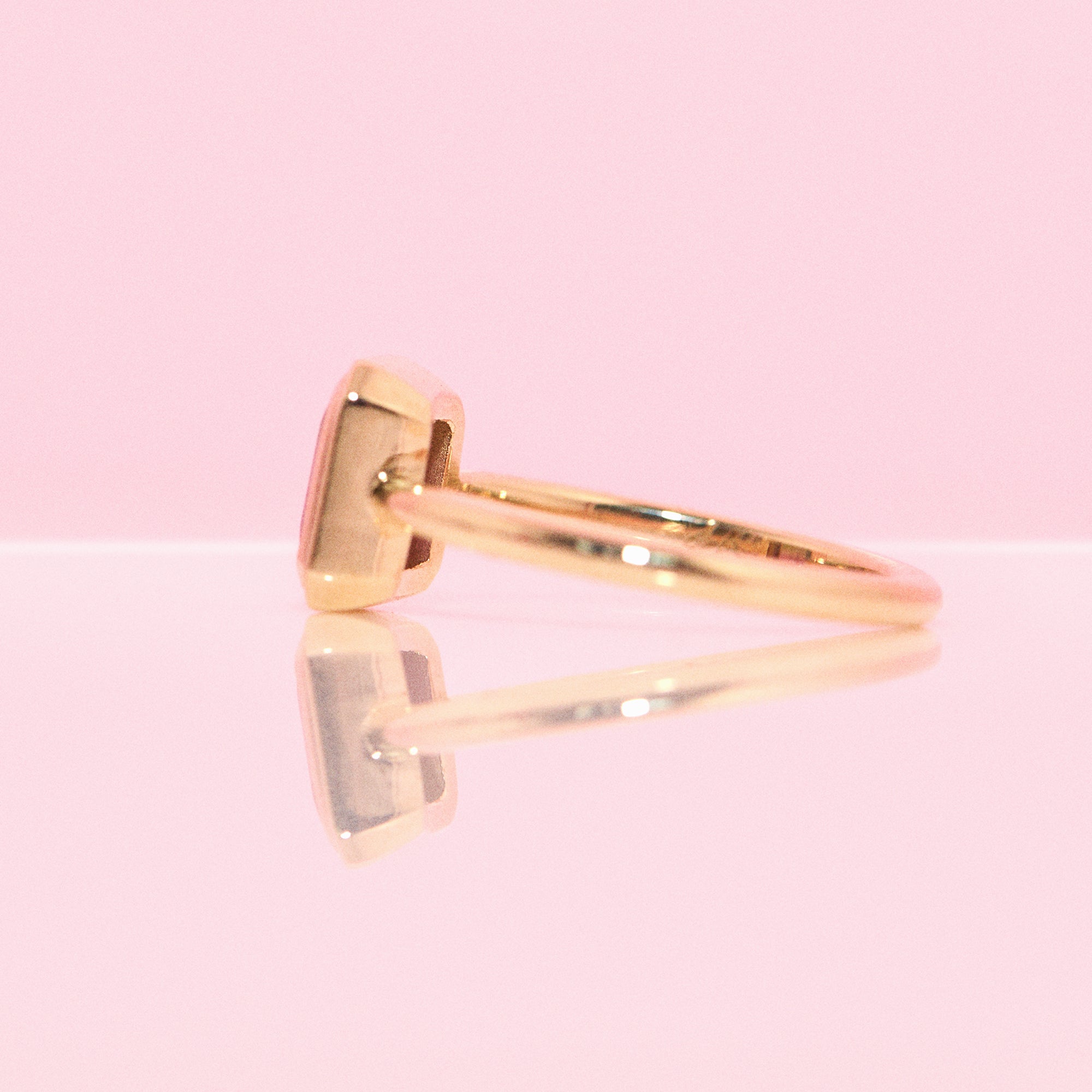 18ct gold double bezel set watermelon tourmaline ring (made to order)