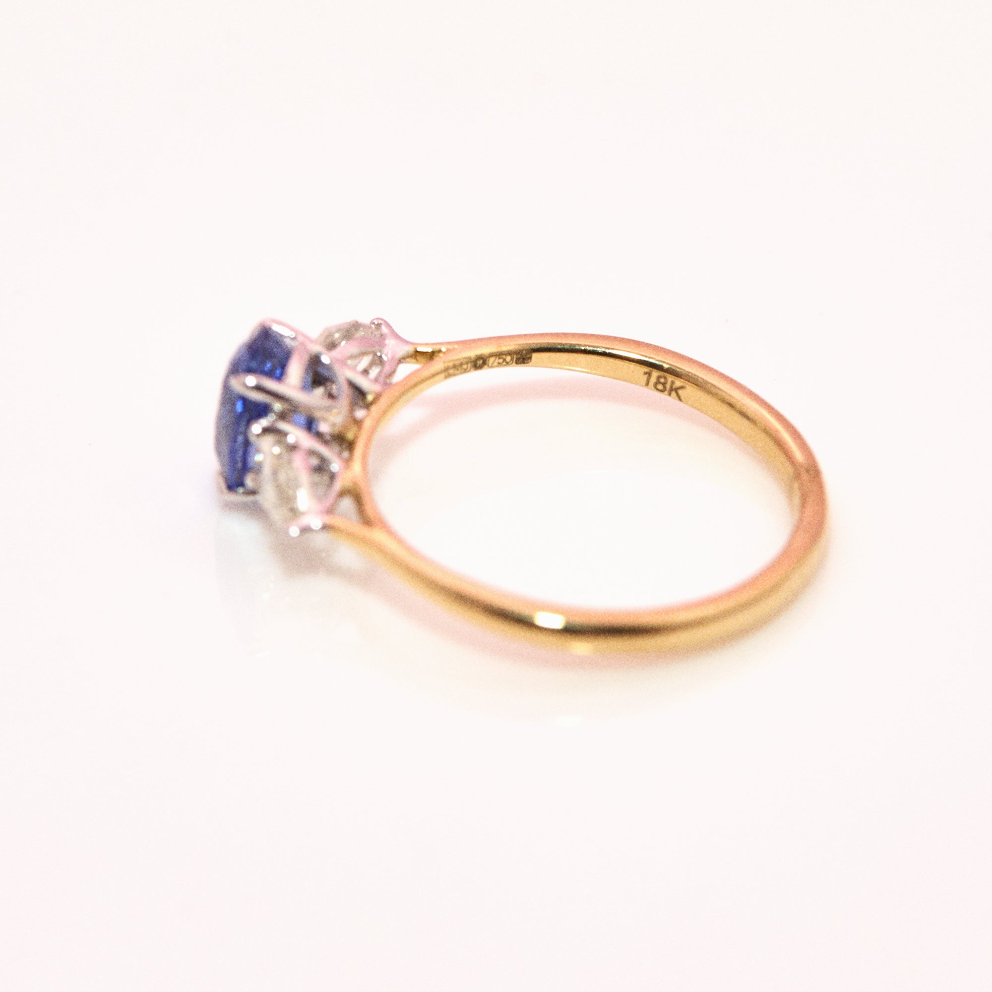 18ct gold 1.43ct sapphire and diamond three stone ring (made to order)