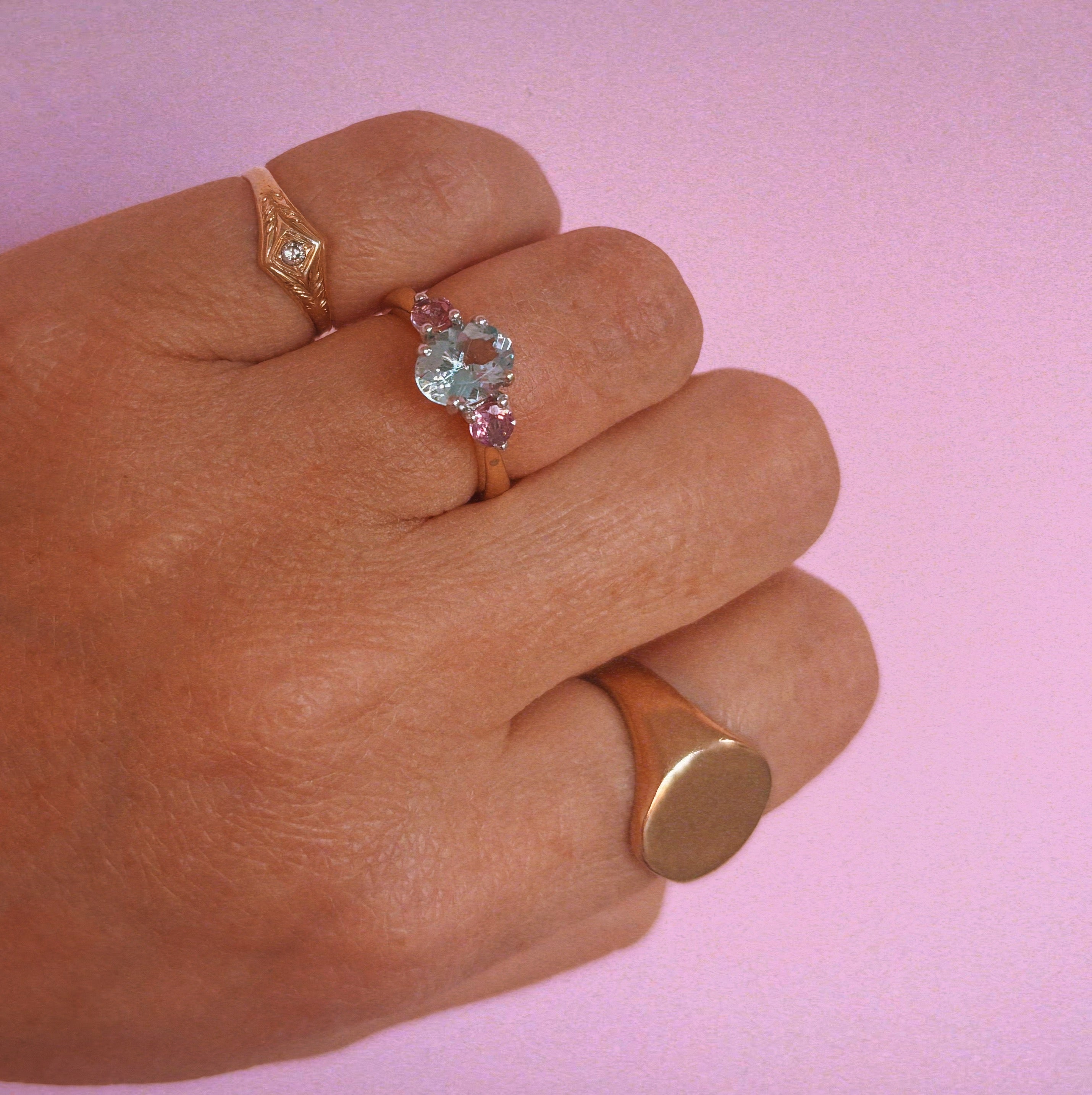18ct gold aquamarine ring with various birthstone options (made to order)