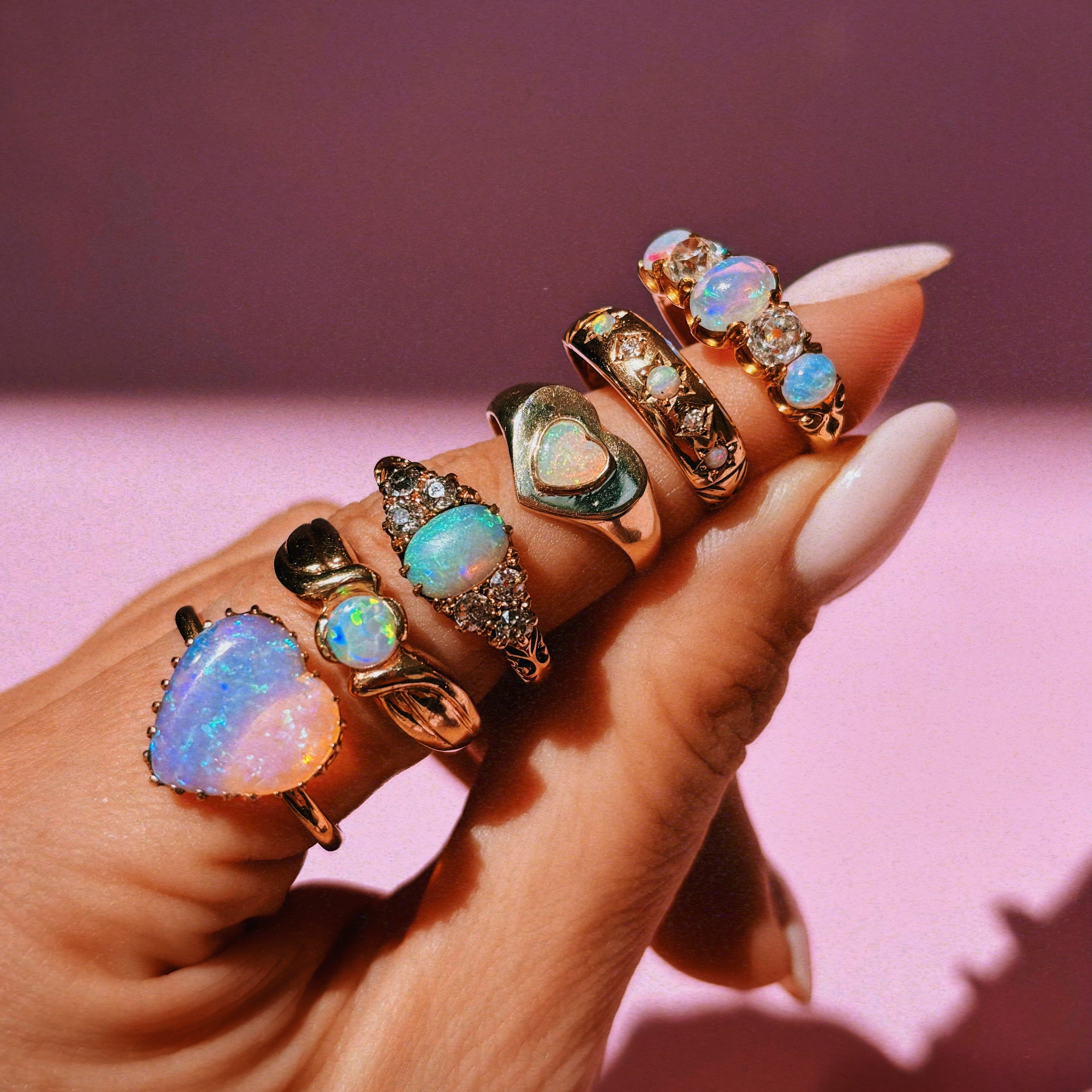 18ct gold opal and diamond Edwardian eye ring