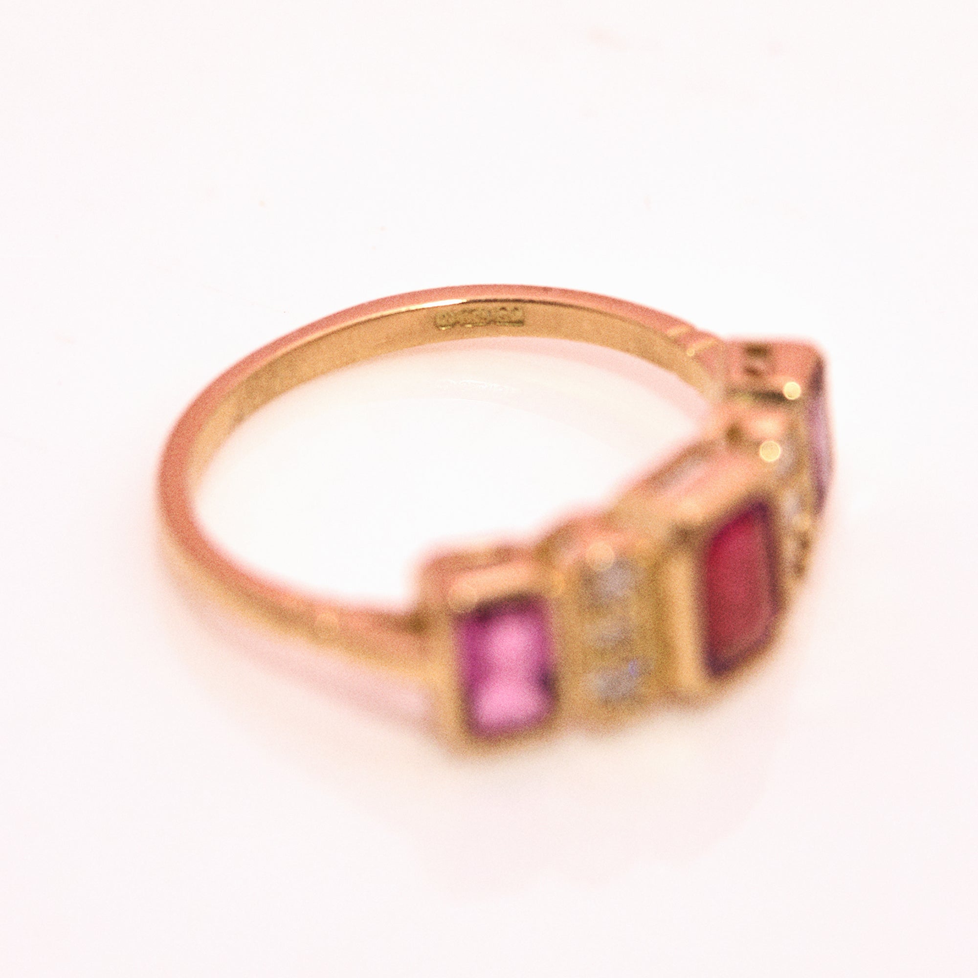 18ct gold ruby, pink sapphire and diamond ring
