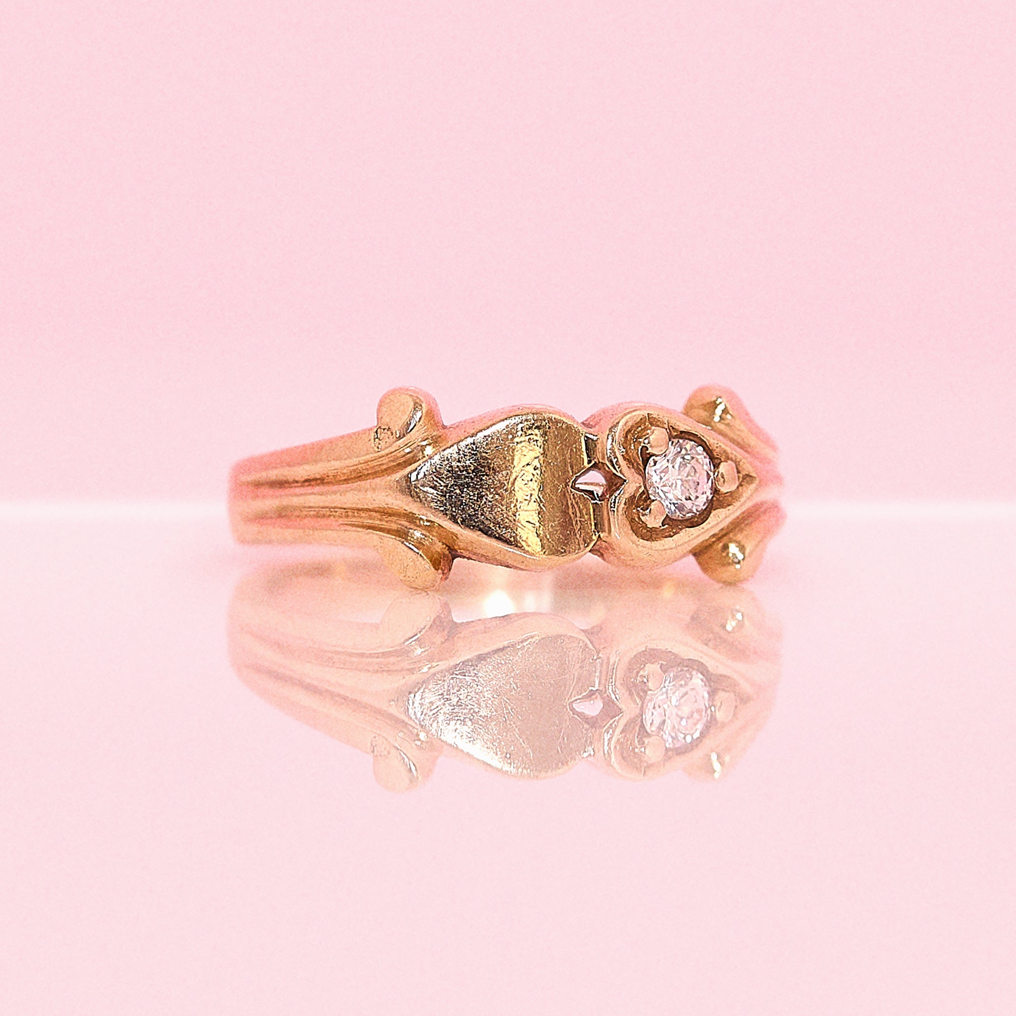 10ct gold heart shaped pinky ring