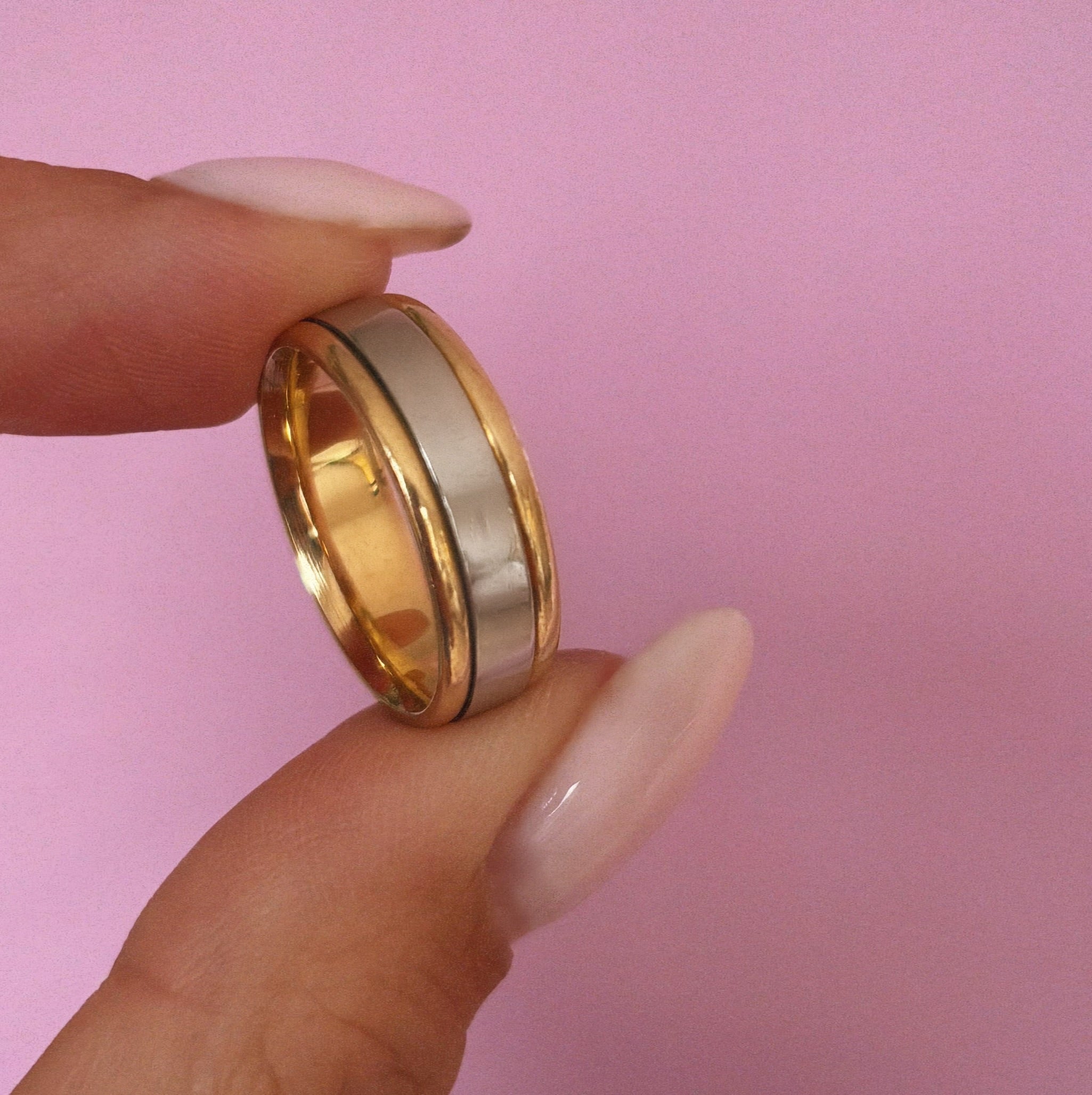 18ct gold and platinum two tone band