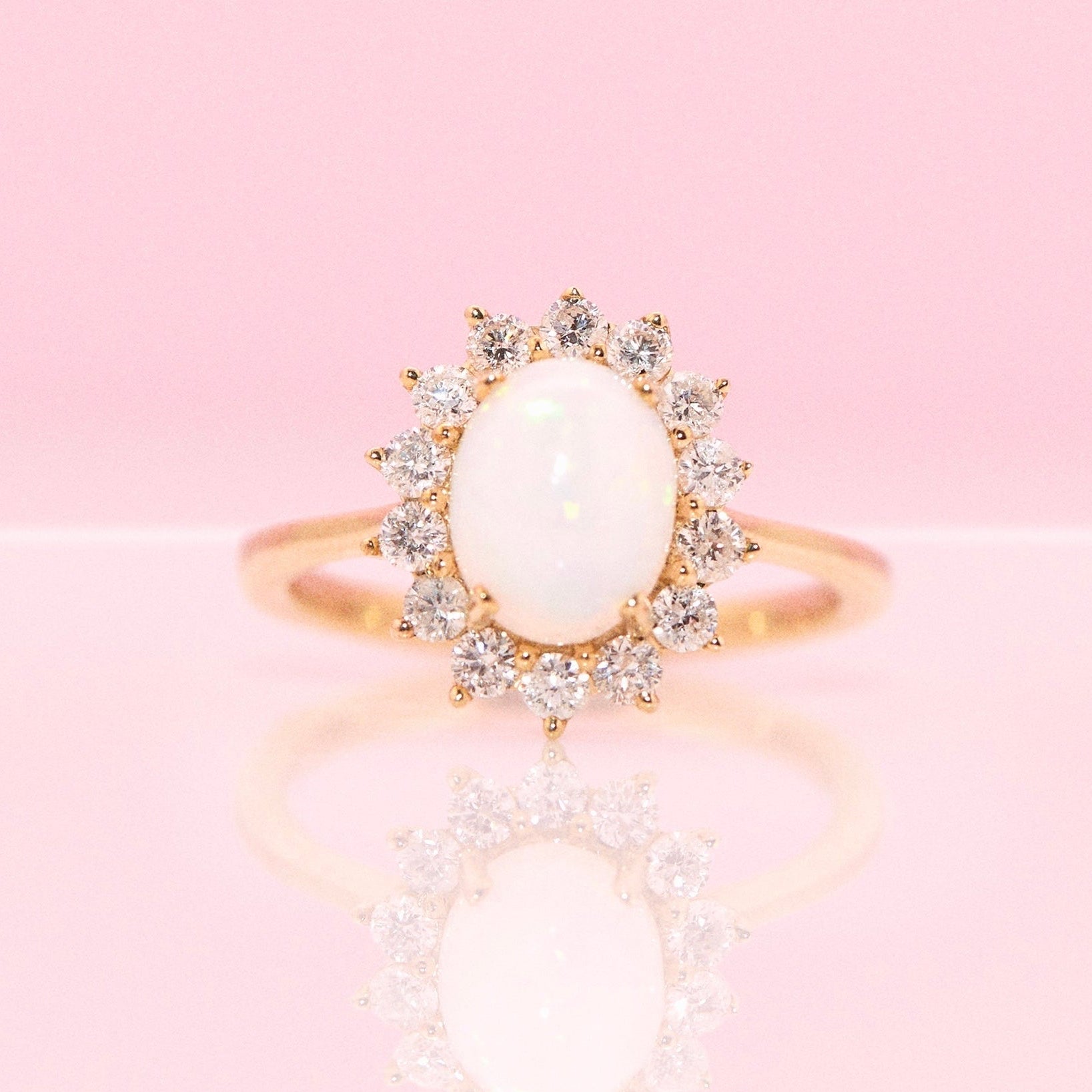 18ct gold 1.98ct opal and diamond cluster ring (made to order)