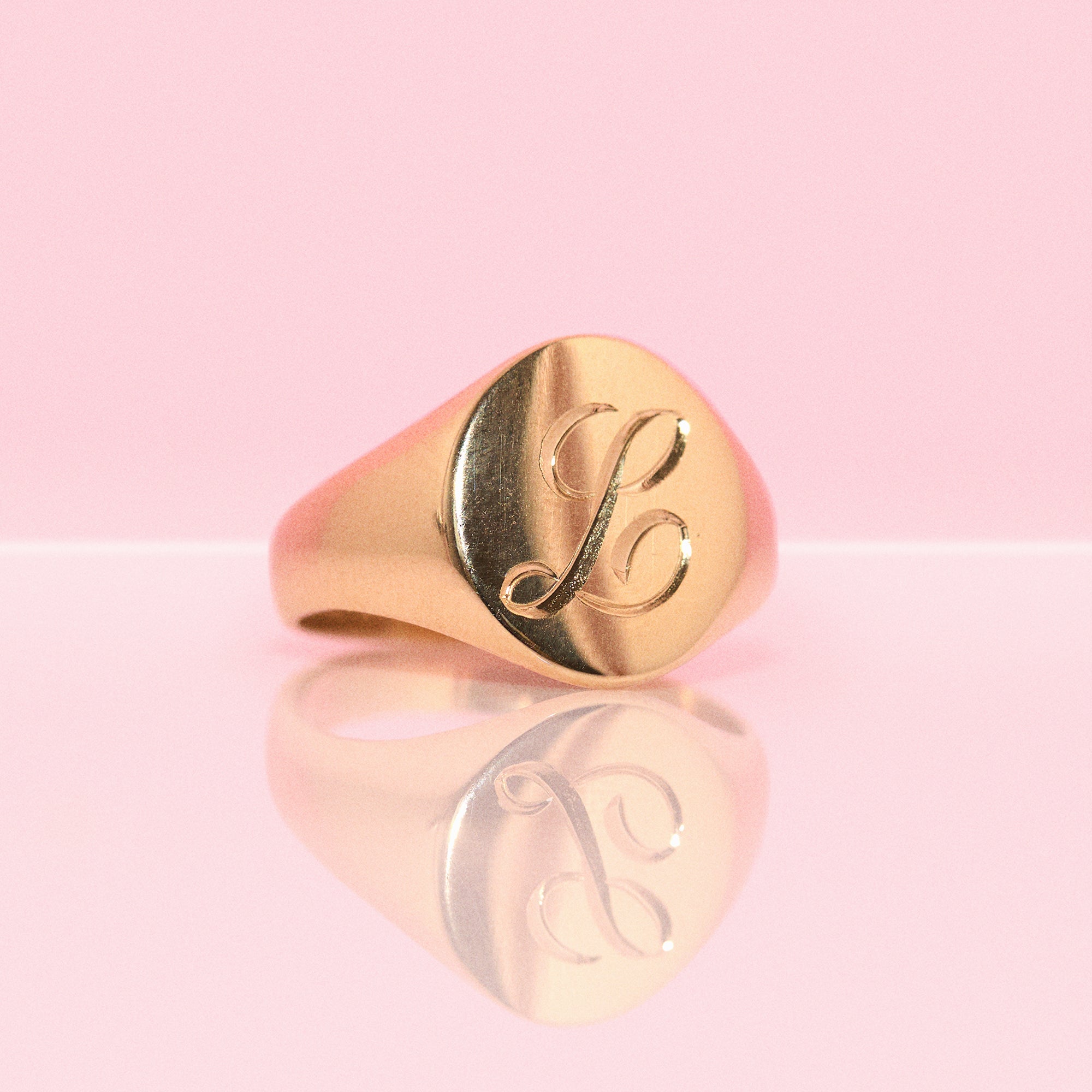 9ct gold oval signet ring with letter engraving (made to order)