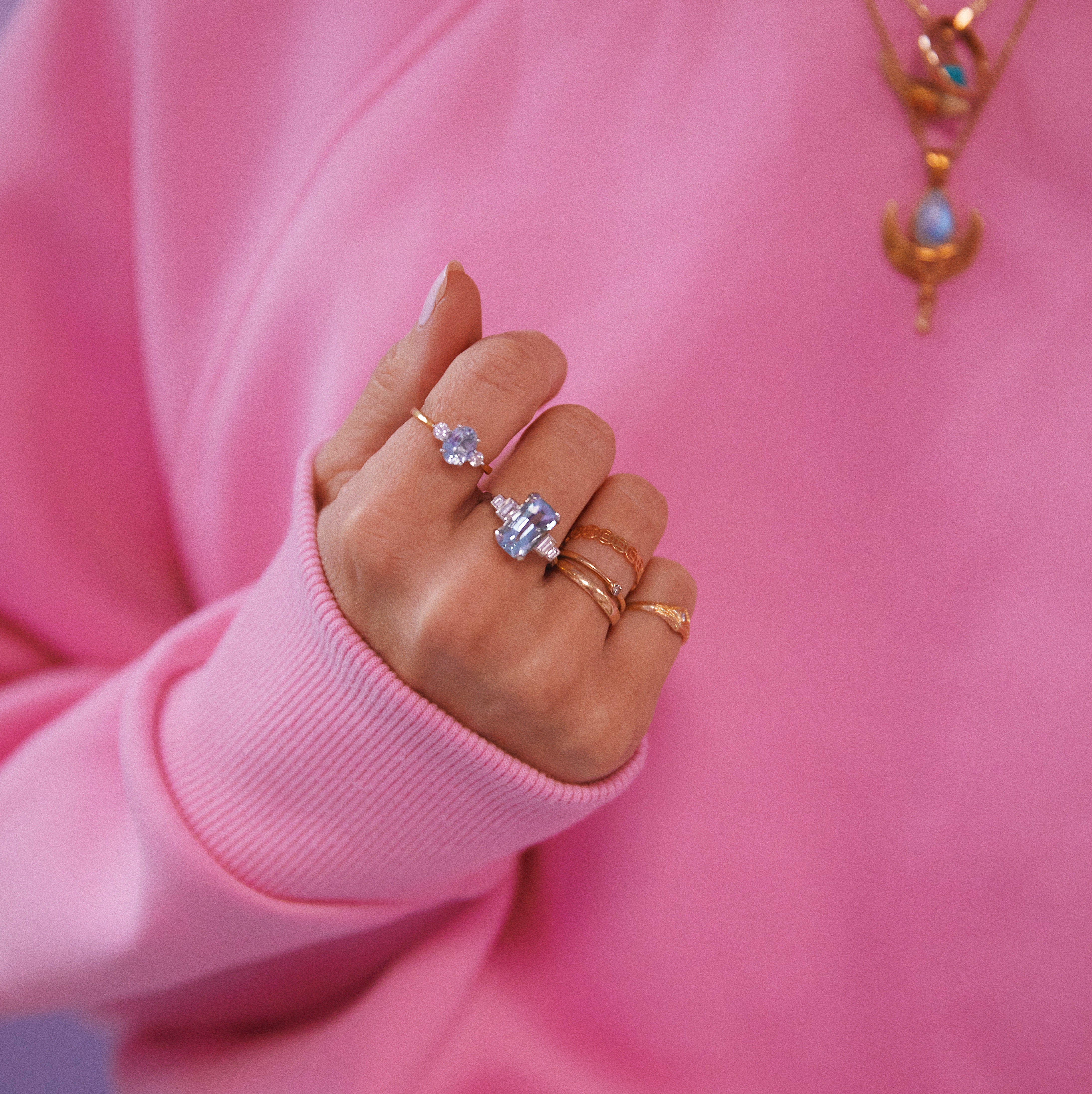 18ct gold 1.08ct aquamarine and diamond three stone ring (made to order)