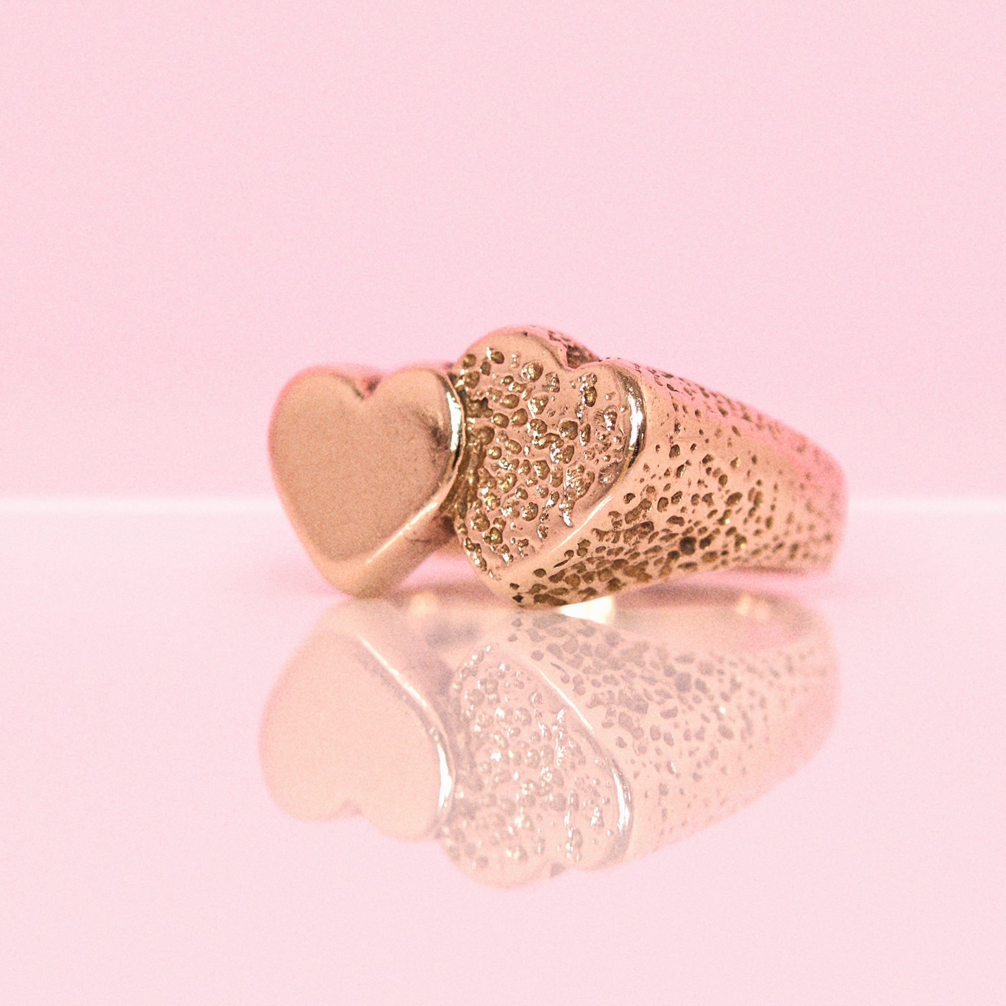 9ct gold double heart ring