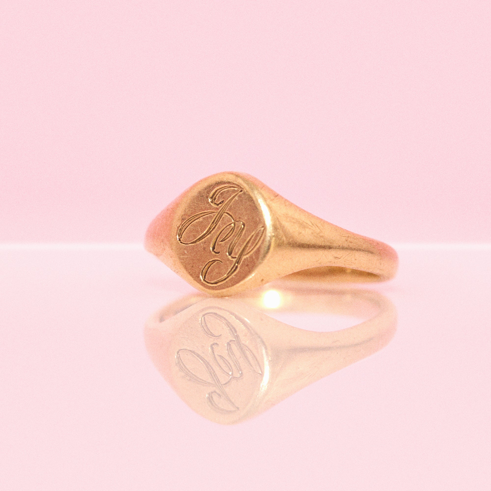 9ct gold round vintage signet ring with initials engraving (made to order)
