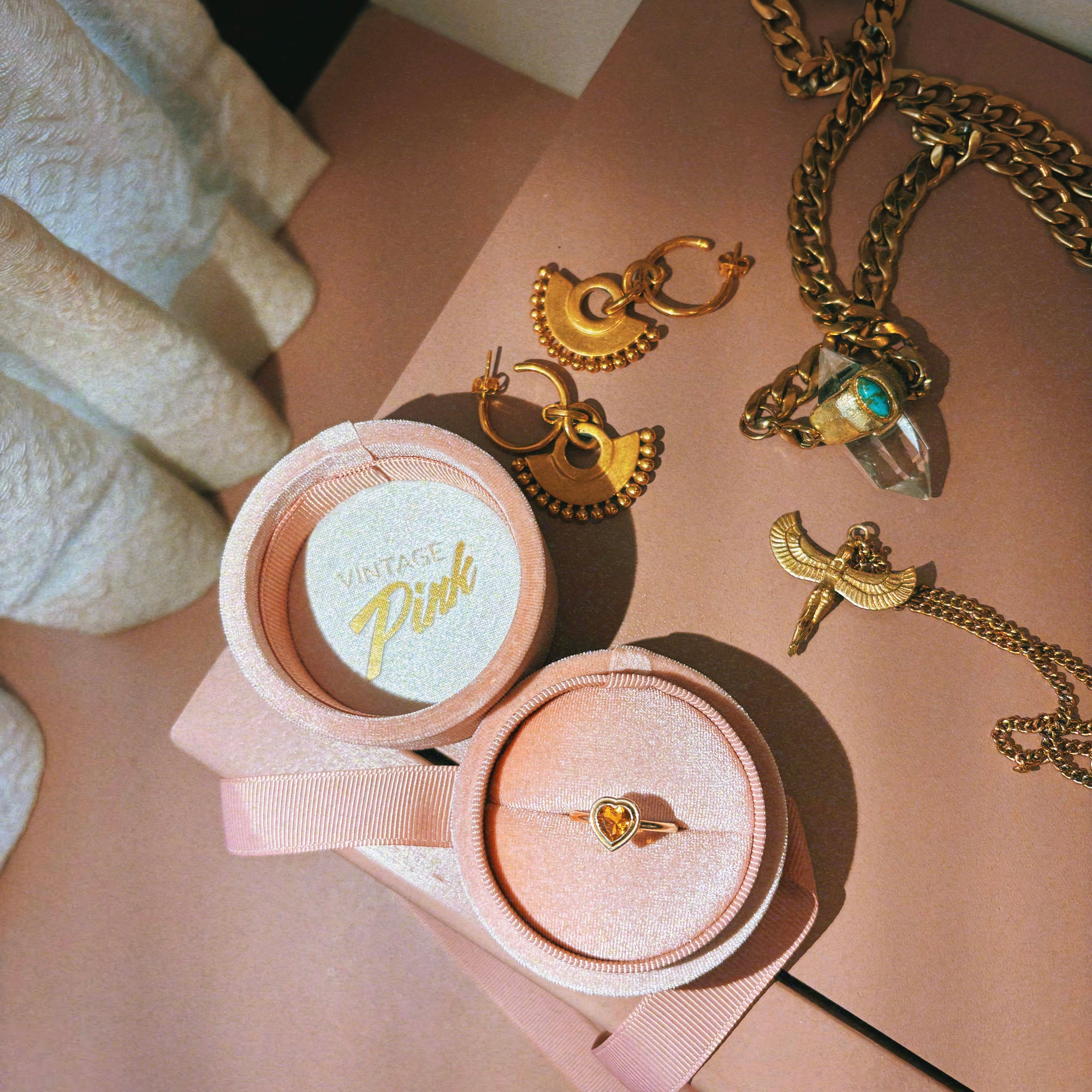 9ct gold double bezel set heart-shaped citrine ring