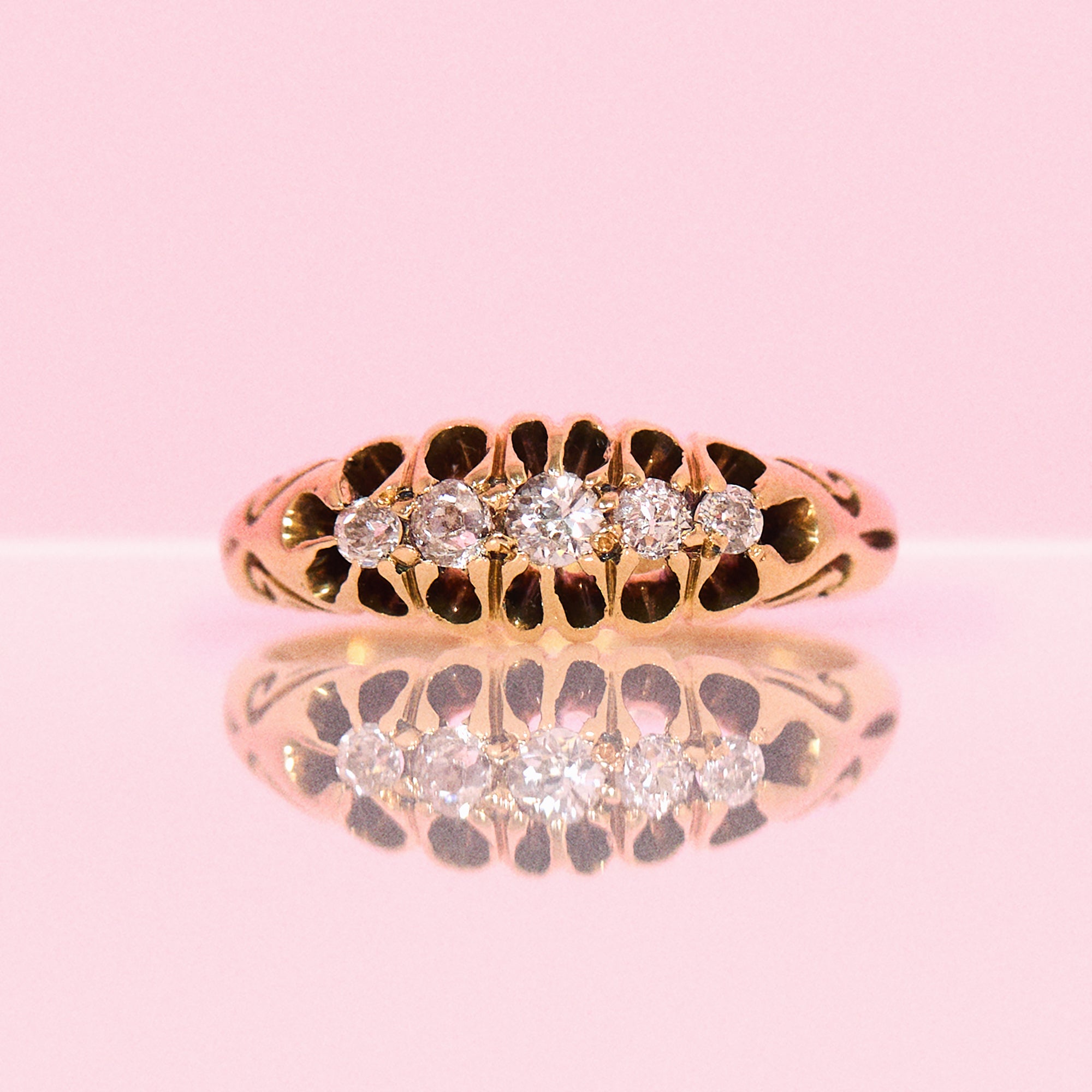 18ct gold diamond five stone ring from 1907