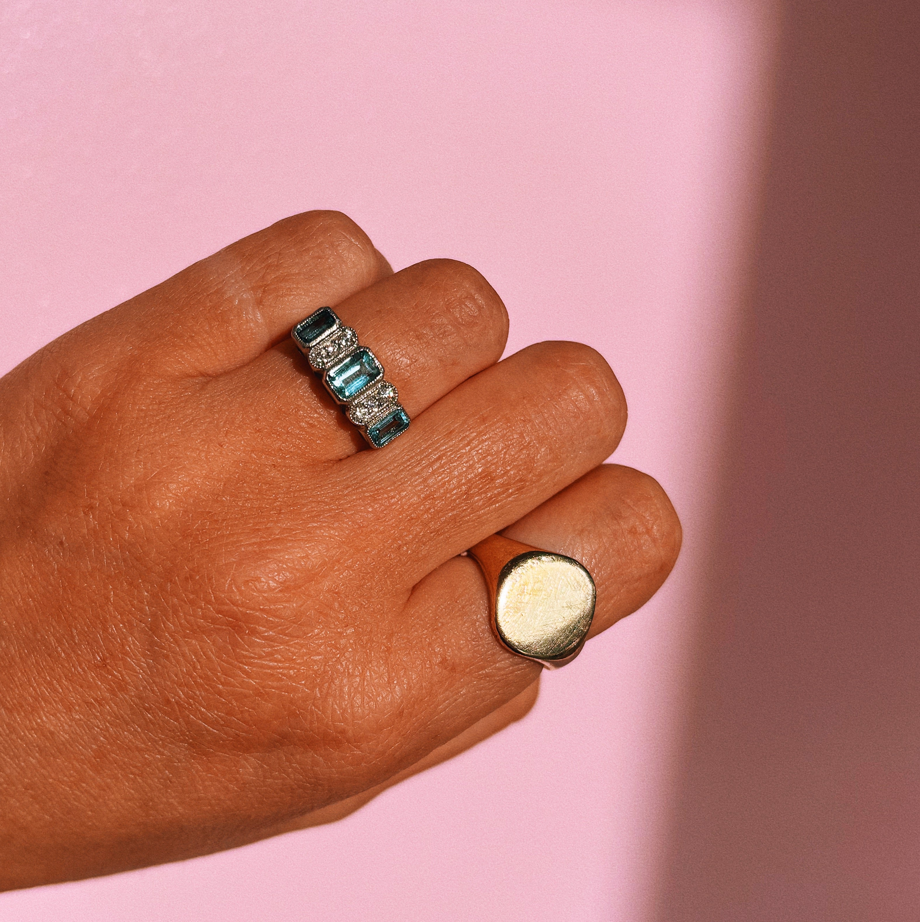 Platinum aquamarine and diamond ring (made to order)