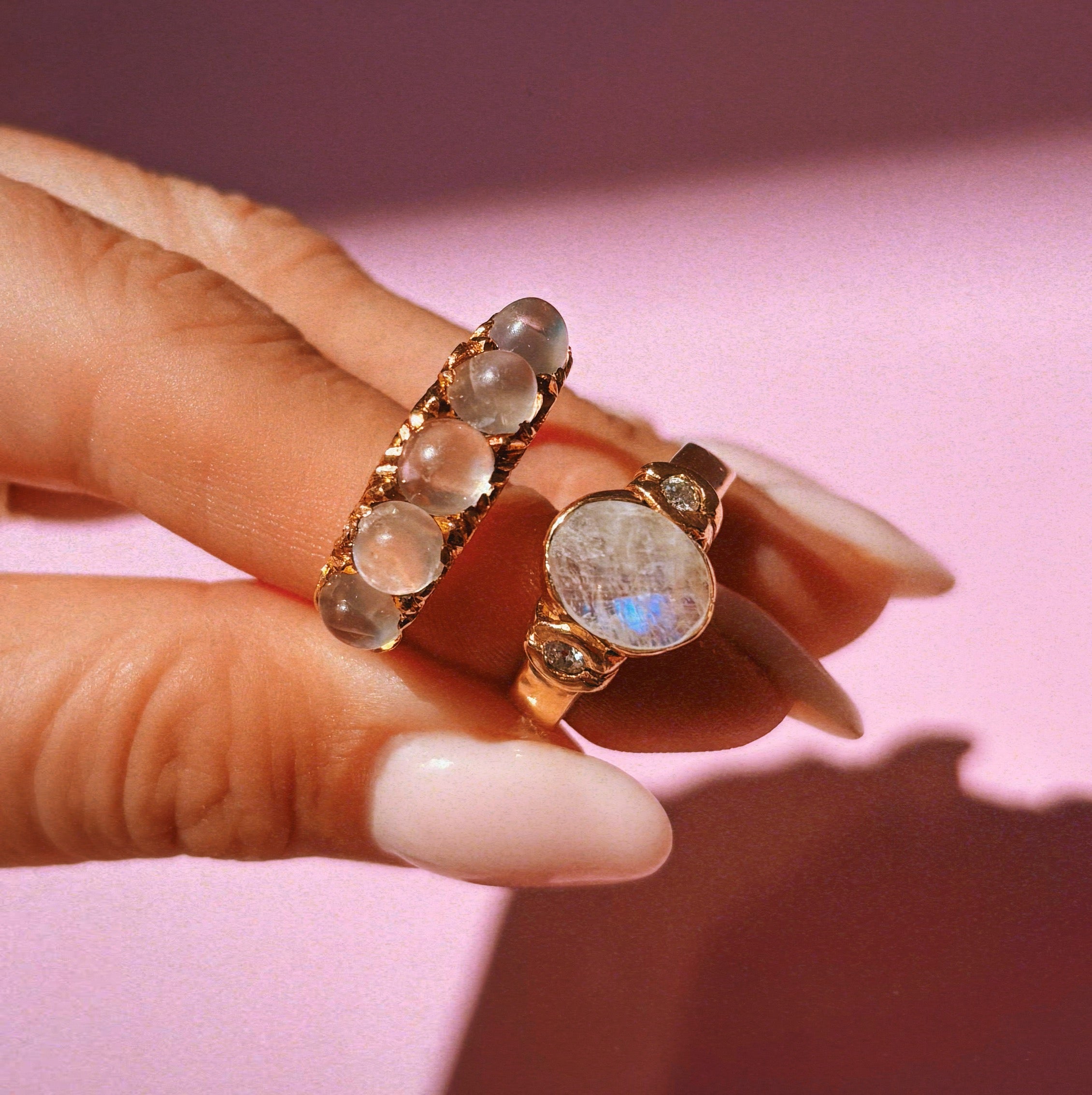 18ct gold moonstone and diamond ring