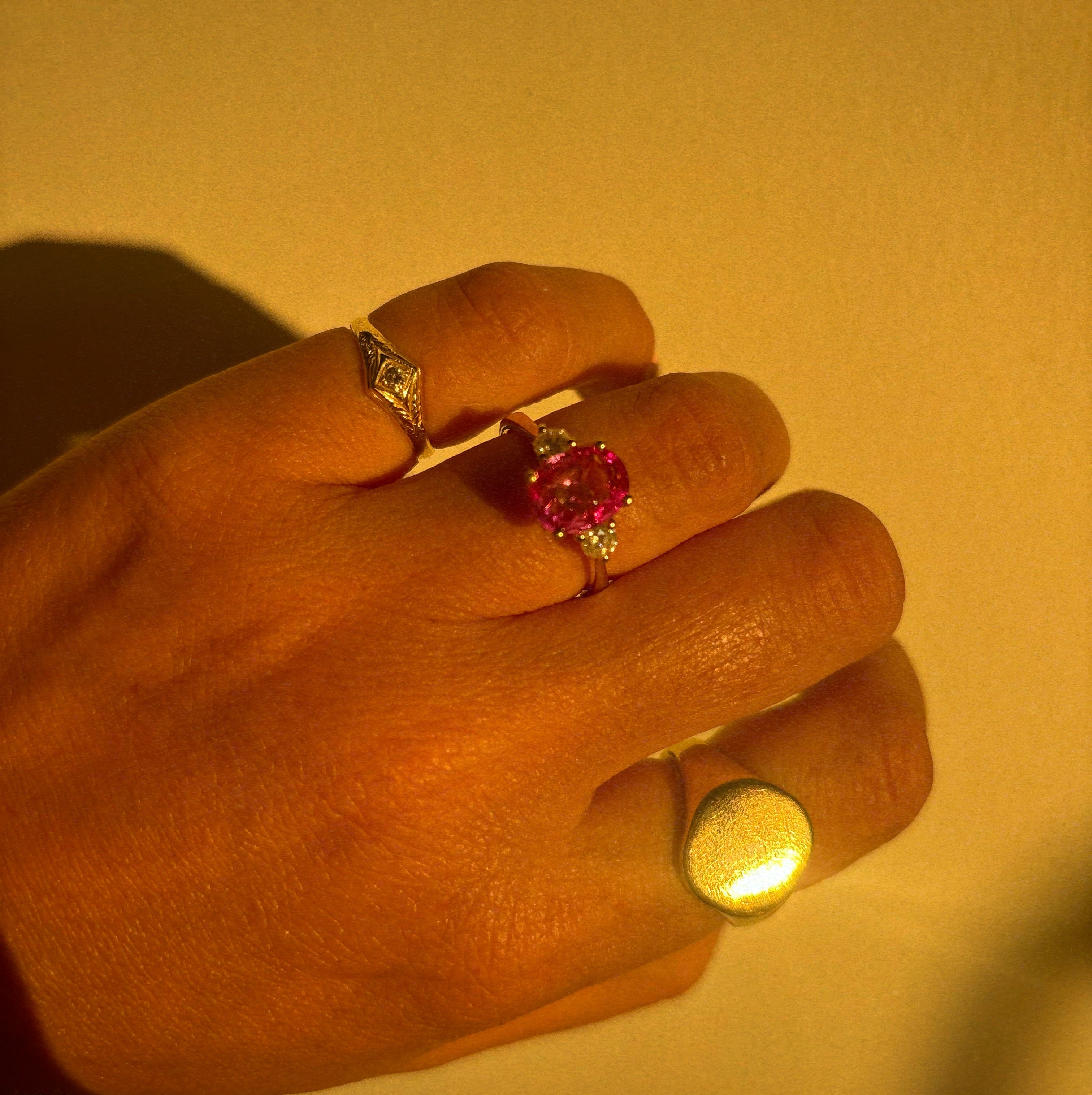 18ct gold 1.93ct pink sapphire and diamond three stone ring (made to order)