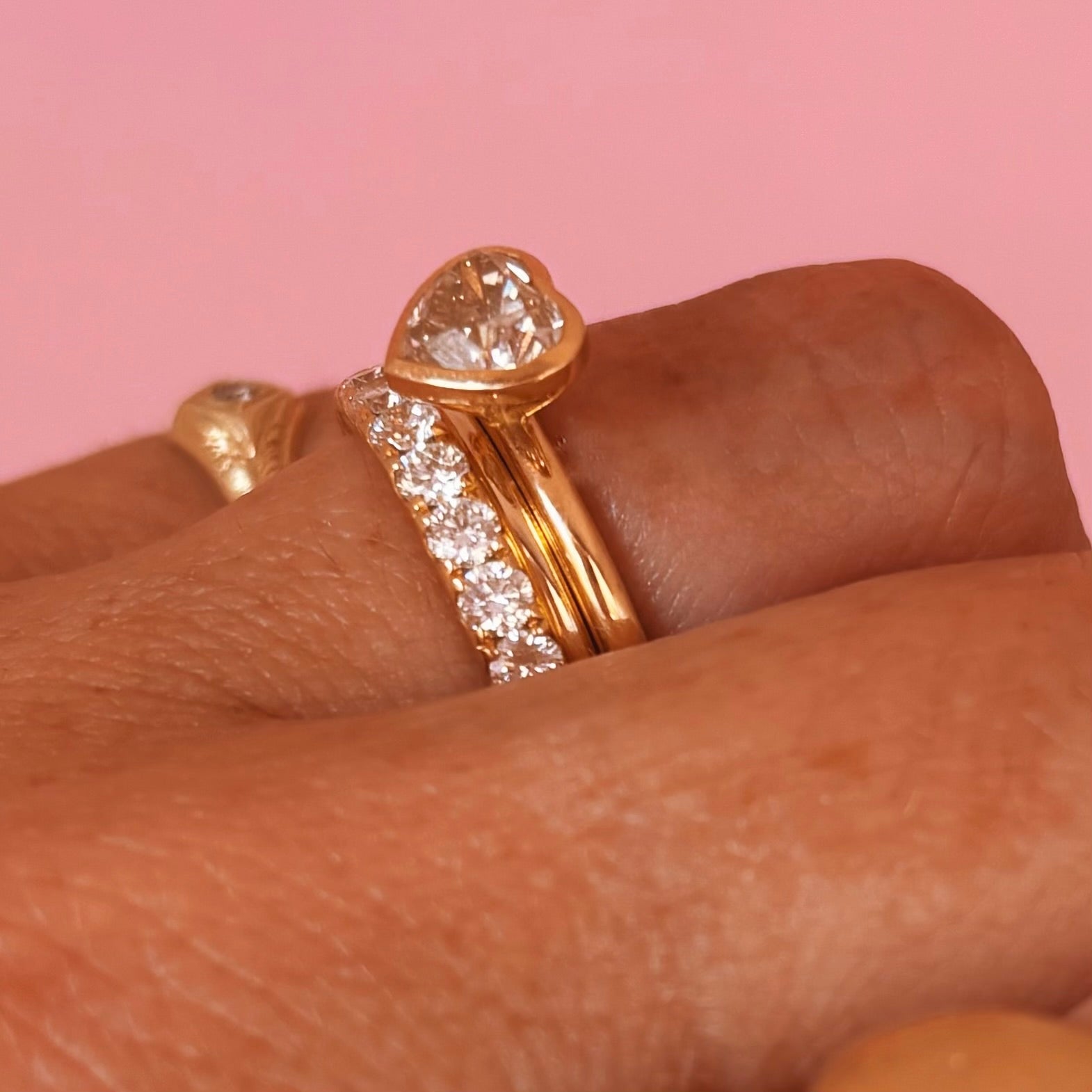 18ct gold bezel set 1.07ct heart-shaped diamond ring (made to order)