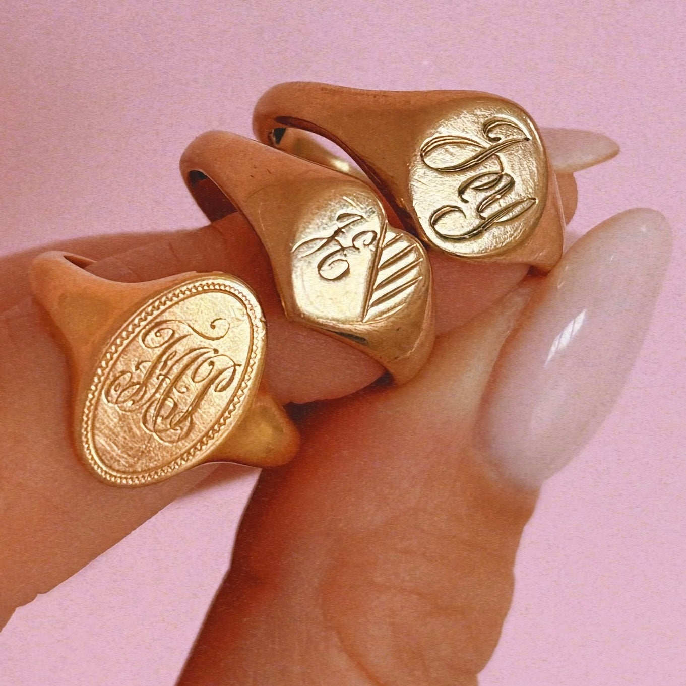 9ct gold round vintage signet ring with initials engraving (made to order)