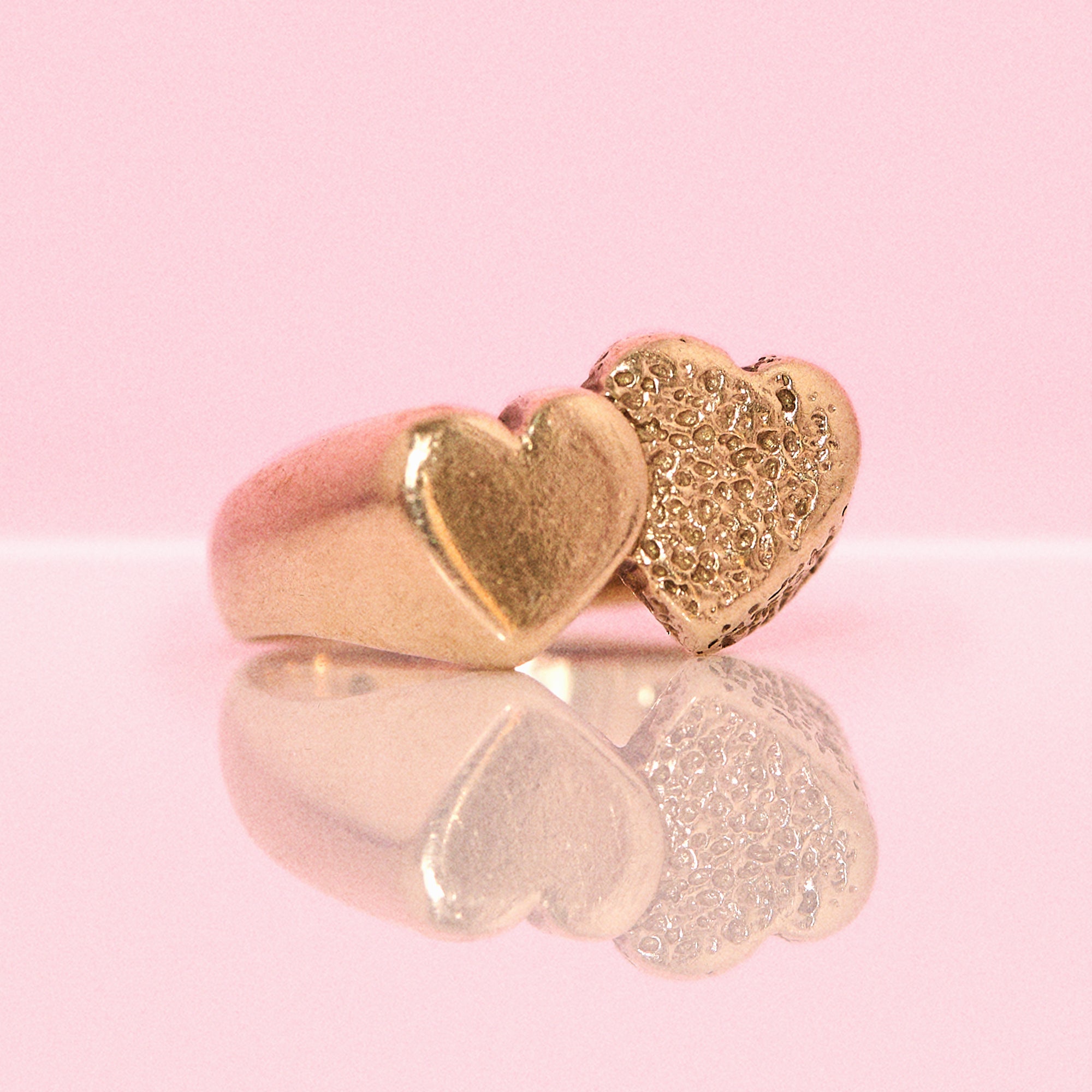 9ct gold double heart ring